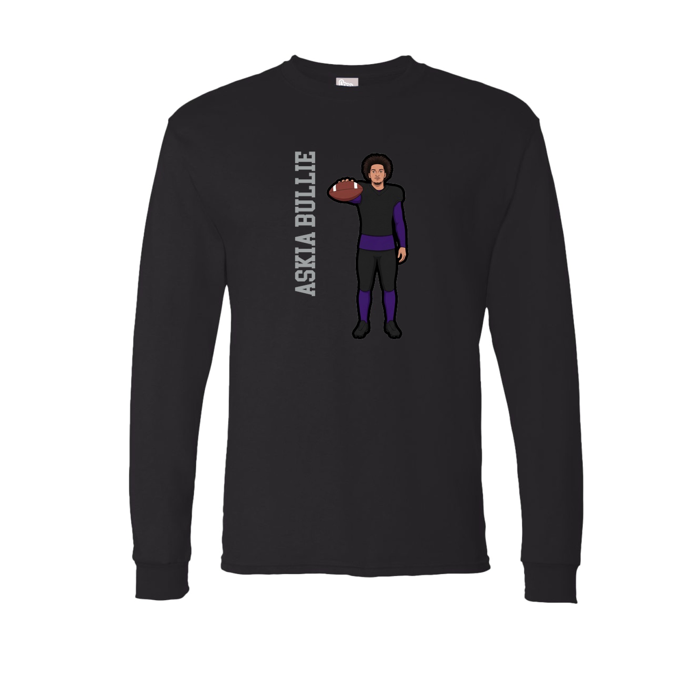 Long Sleeve Tee — Name Vertical in Black