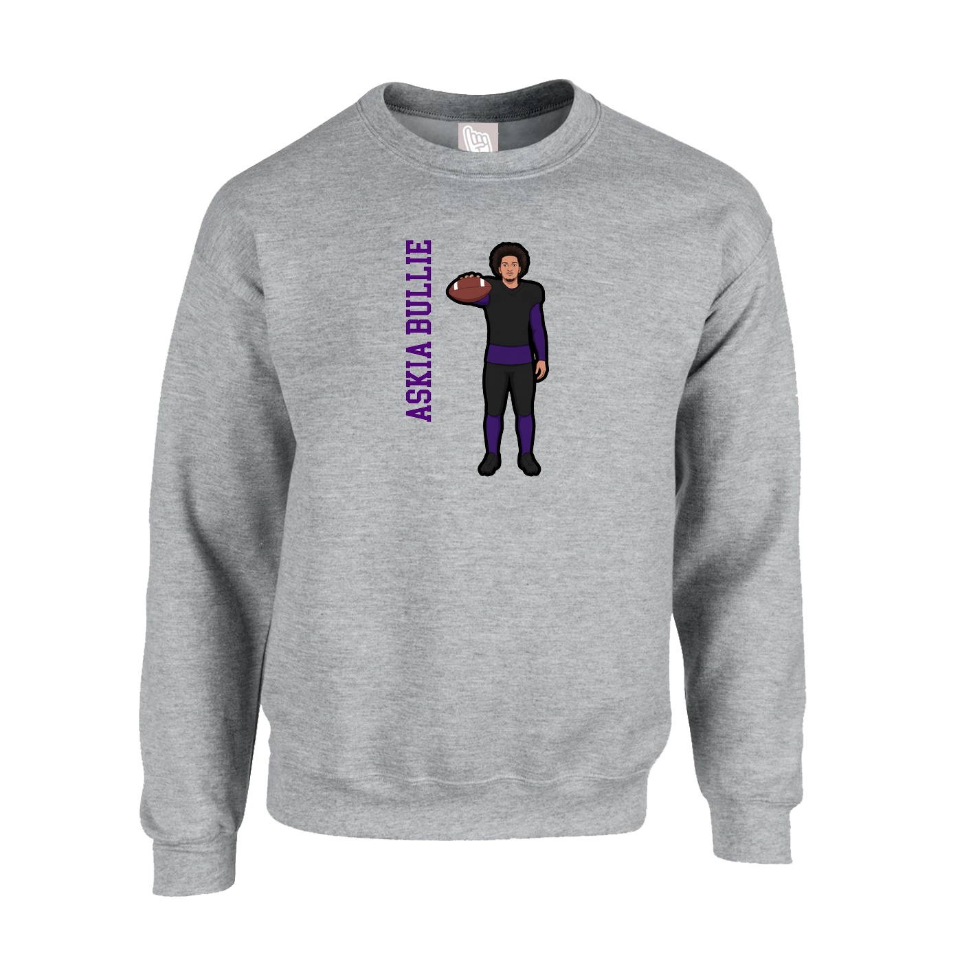 Fleece Crew — Name Vertical in Grey
