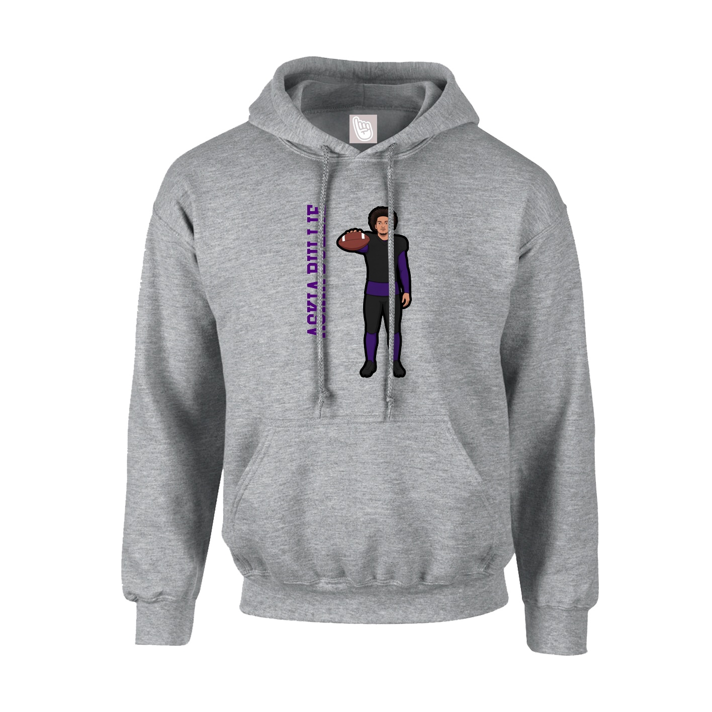 Youth Hoodie — Name Vertical in Grey