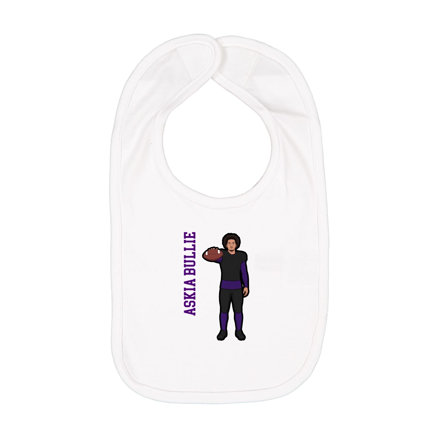 Infant Bib — Name Vertical in White