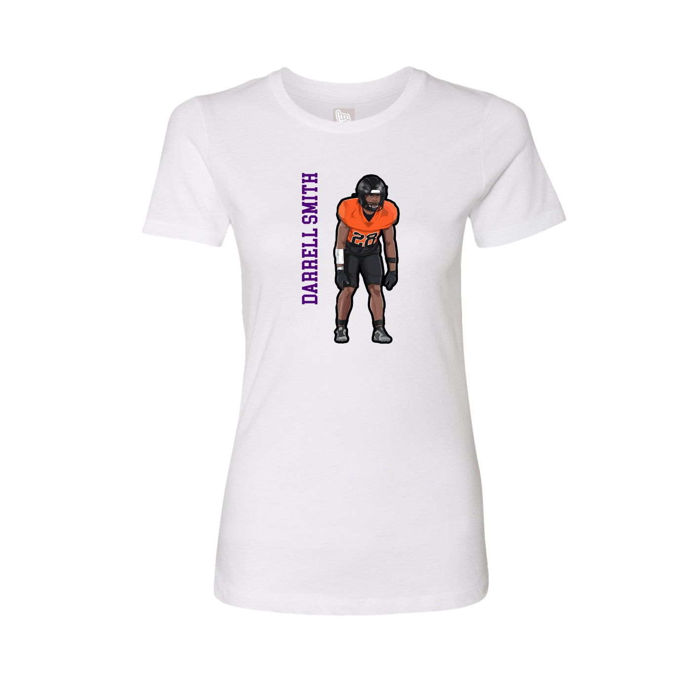 Womens Tee — Name Vertical in White