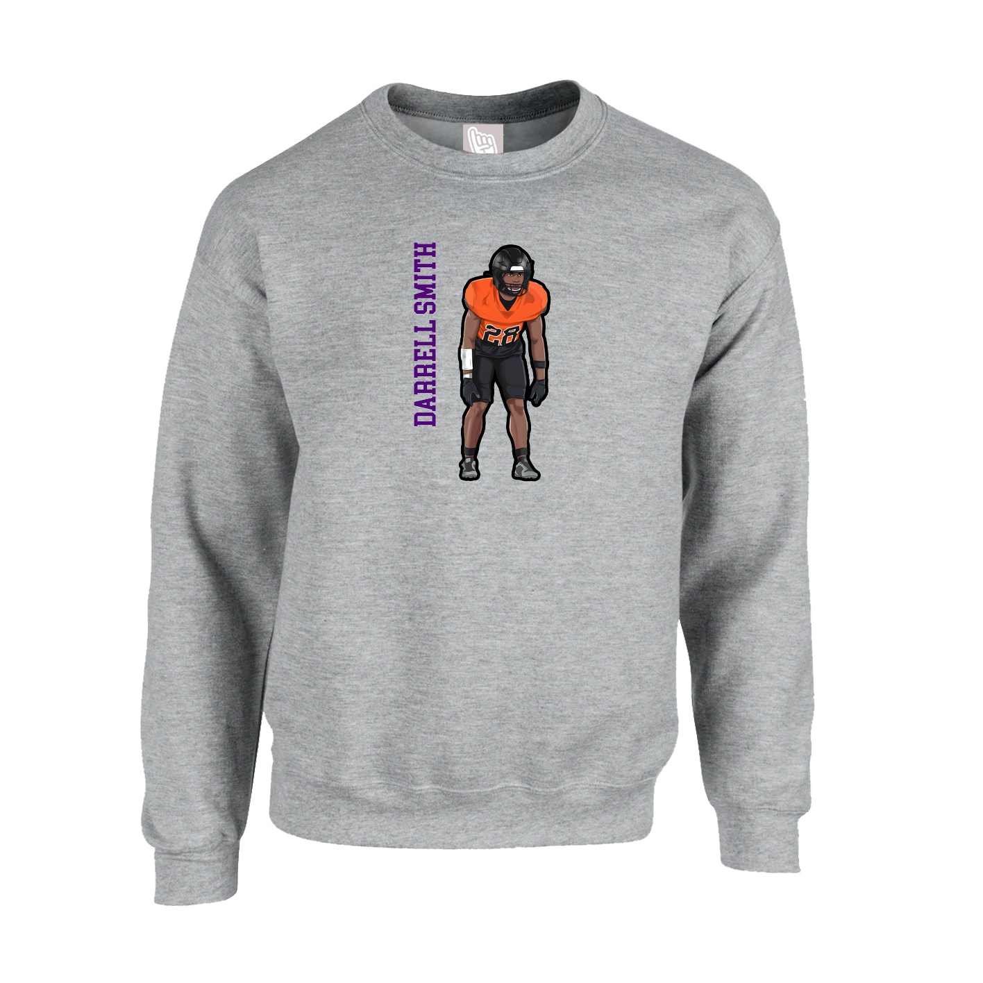 Fleece Crew — Name Vertical in Grey