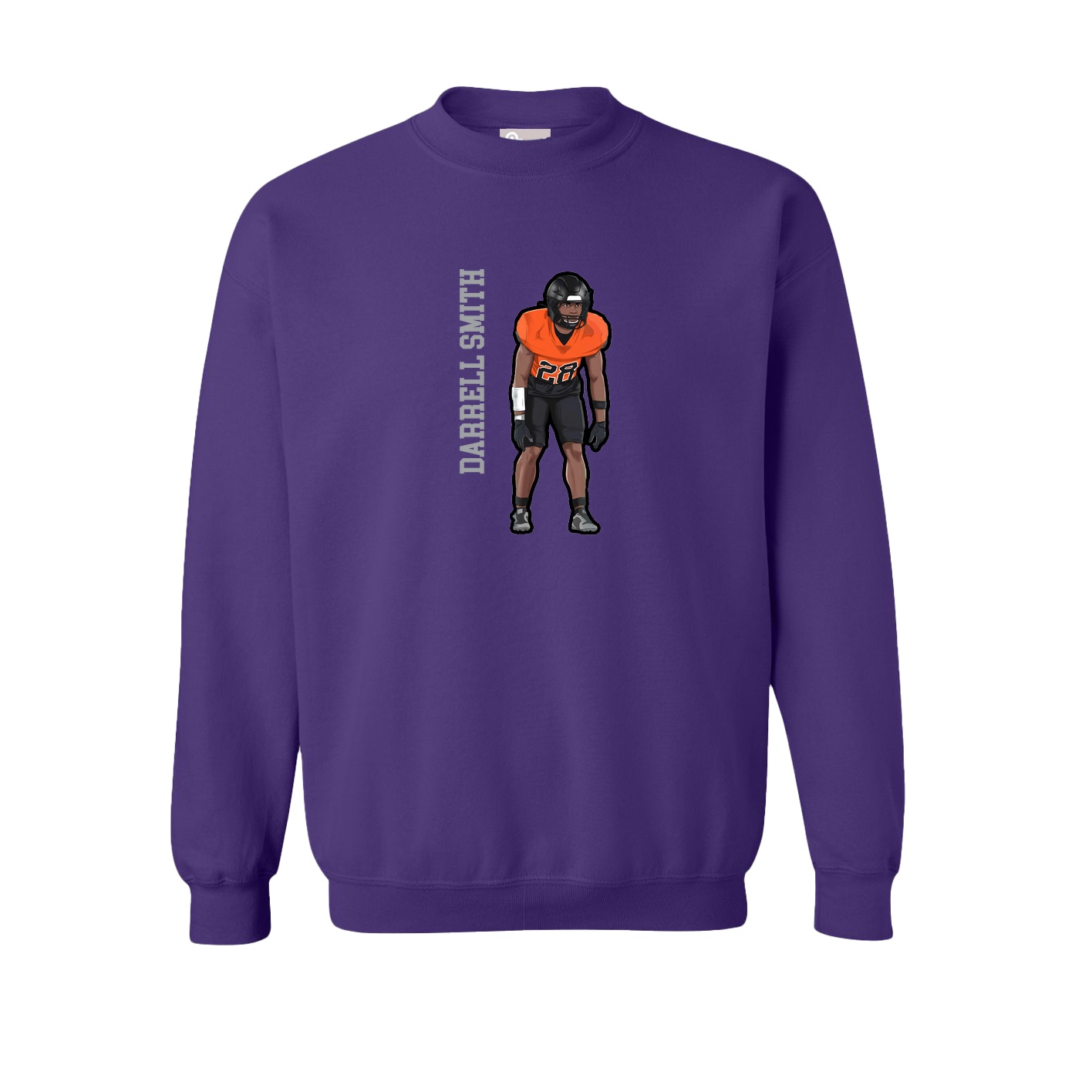 Fleece Crew — Name Vertical in Purple