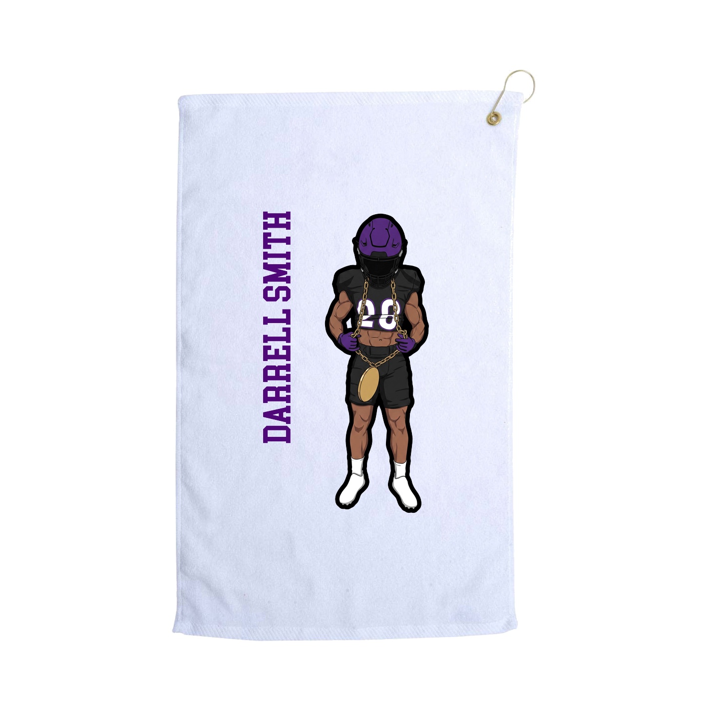 Golf Towel — Name Vertical in White