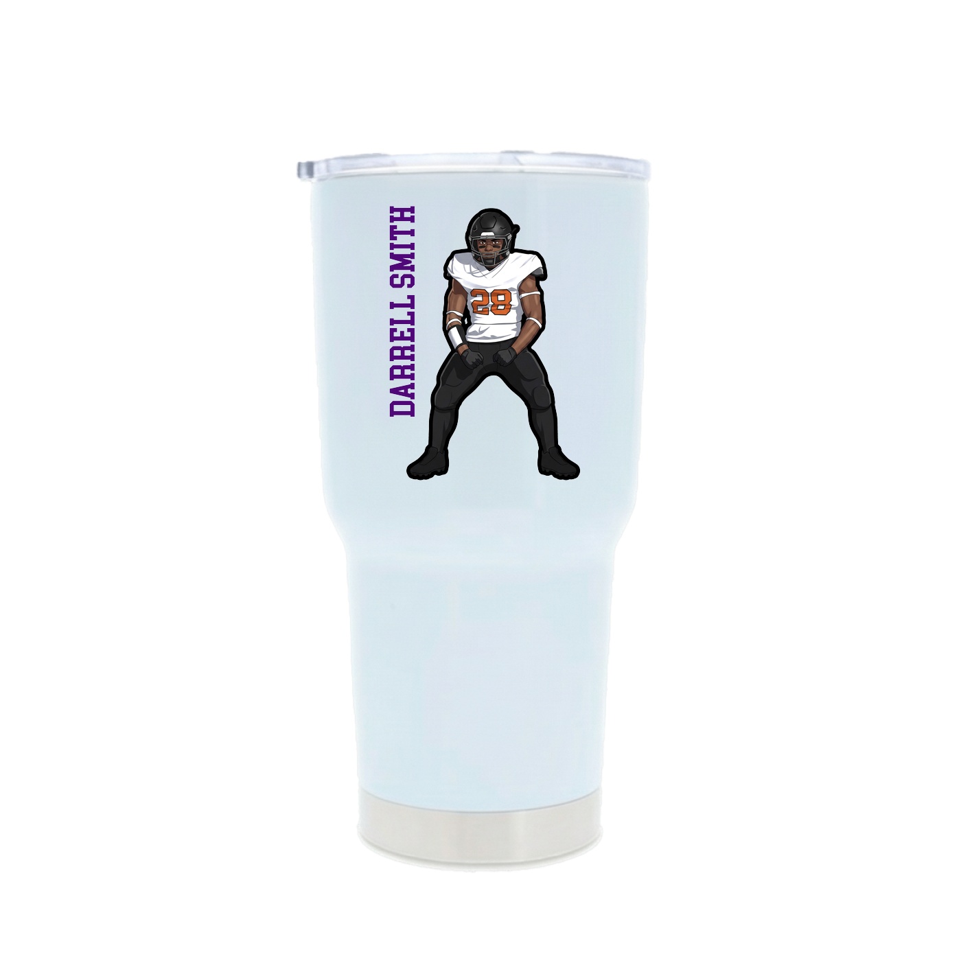 30oz Stainless Steel Tumbler — Name Vertical in White
