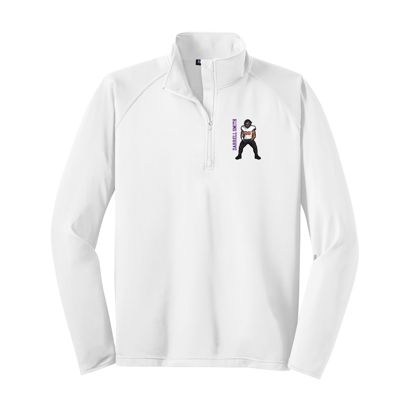Q-Zip Pullover — Name Vertical in White