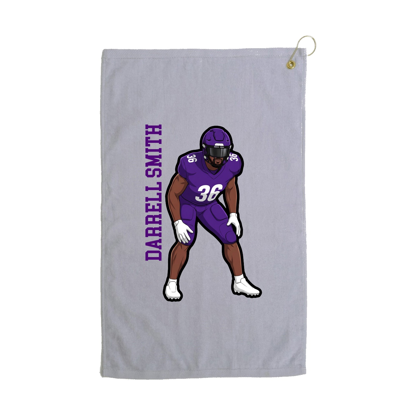 Golf Towel — Name Vertical in Grey