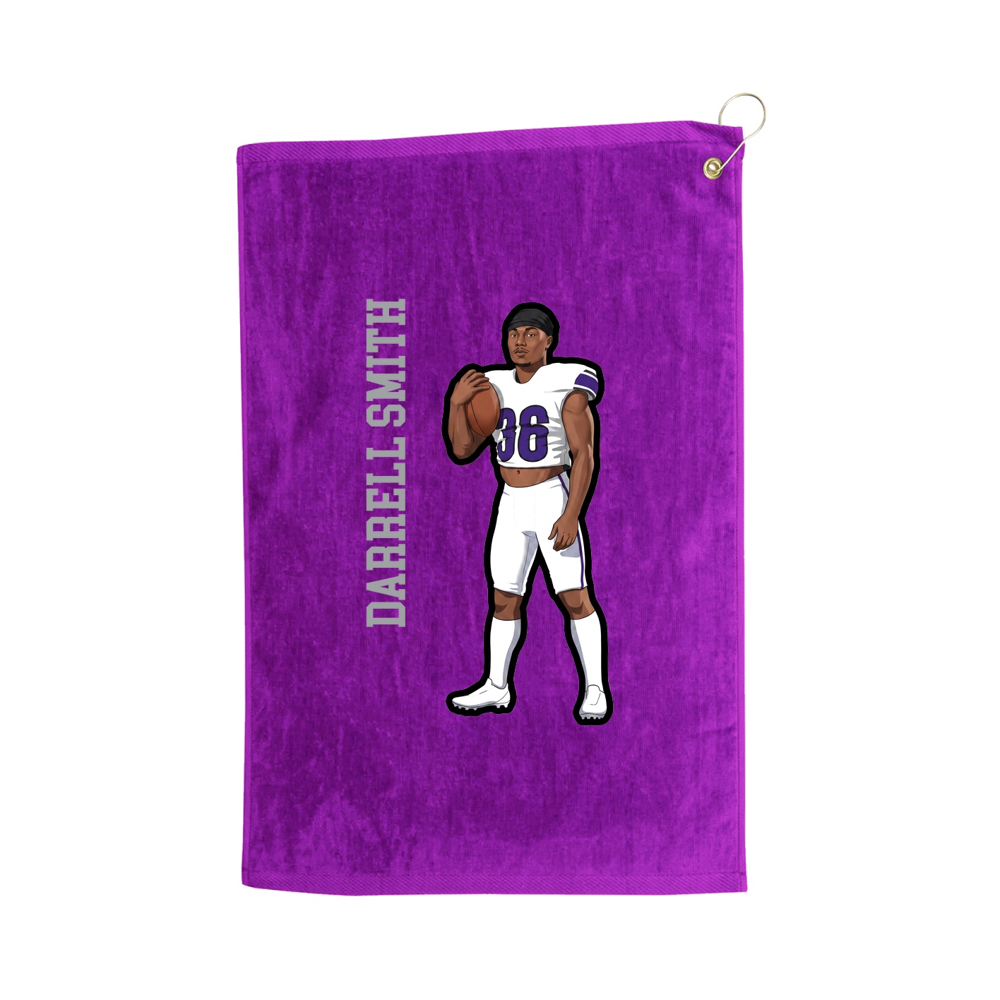 Golf Towel — Name Vertical in Purple