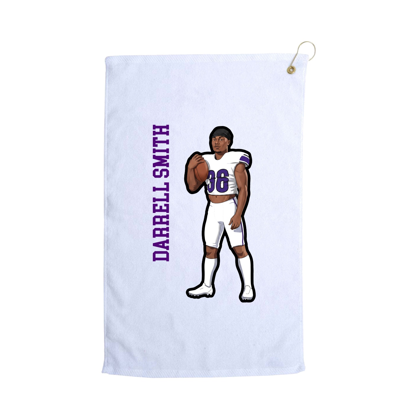 Golf Towel — Name Vertical in White