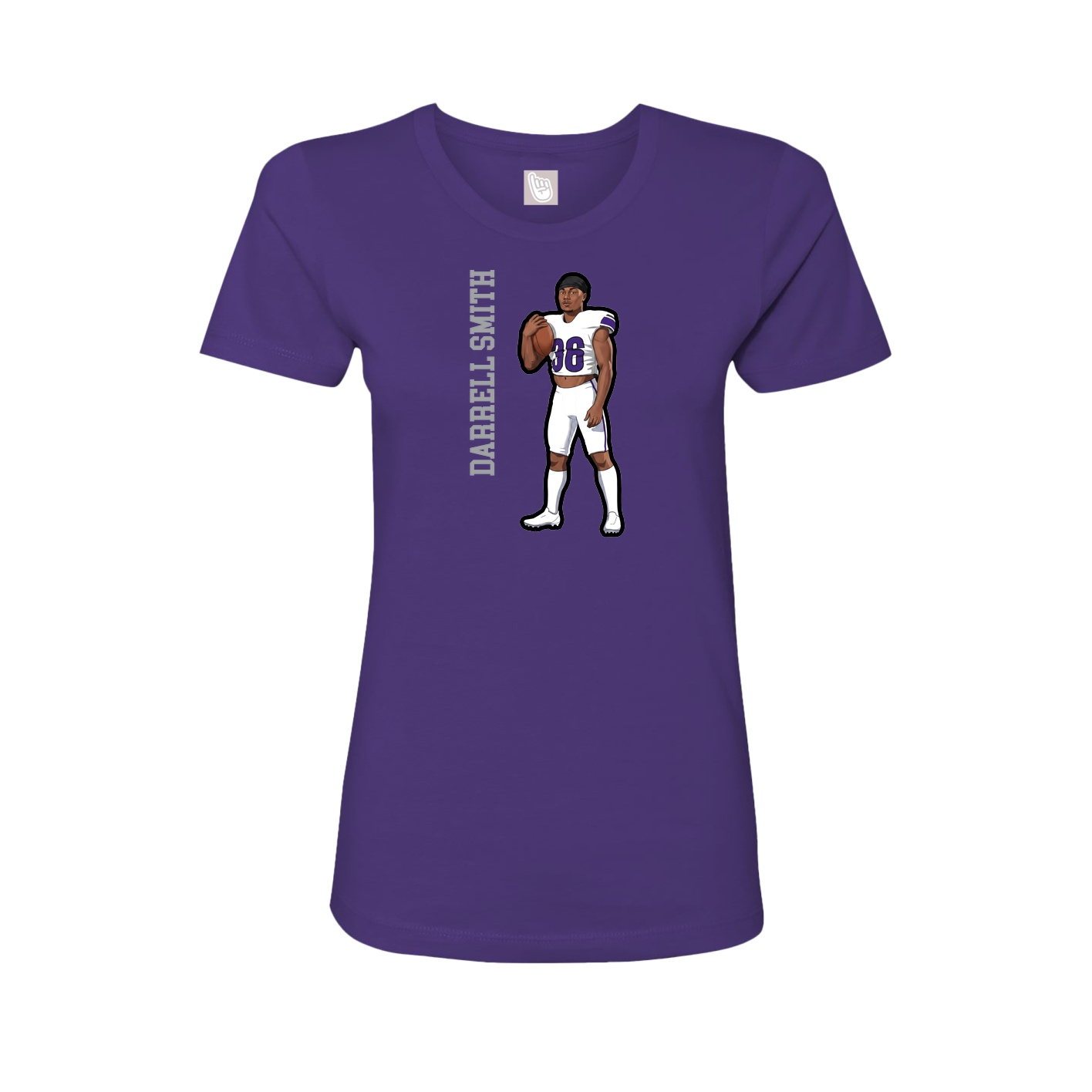 Womens Tee — Name Vertical in Purple