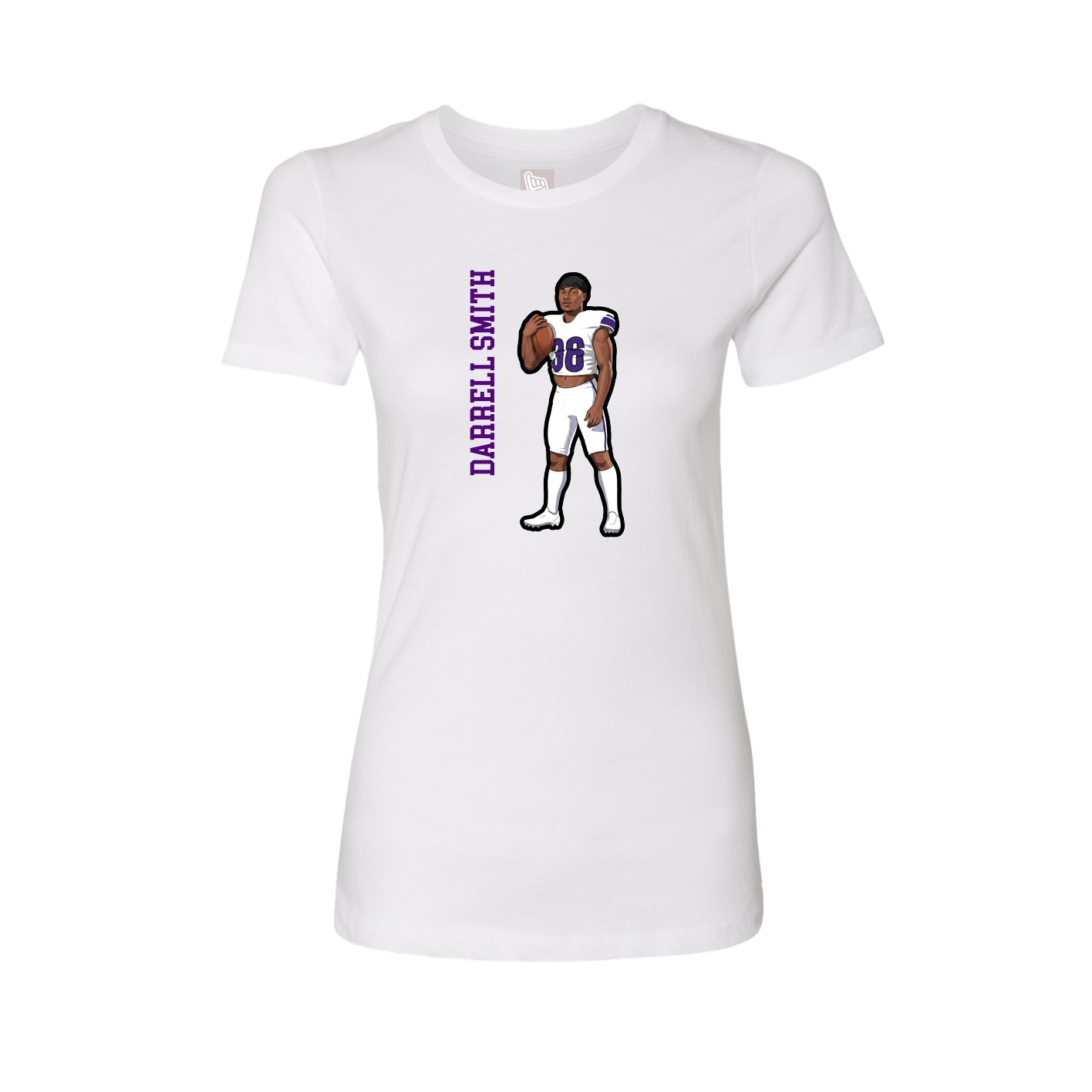 Fitted Women's Tee — Name Vertical in White