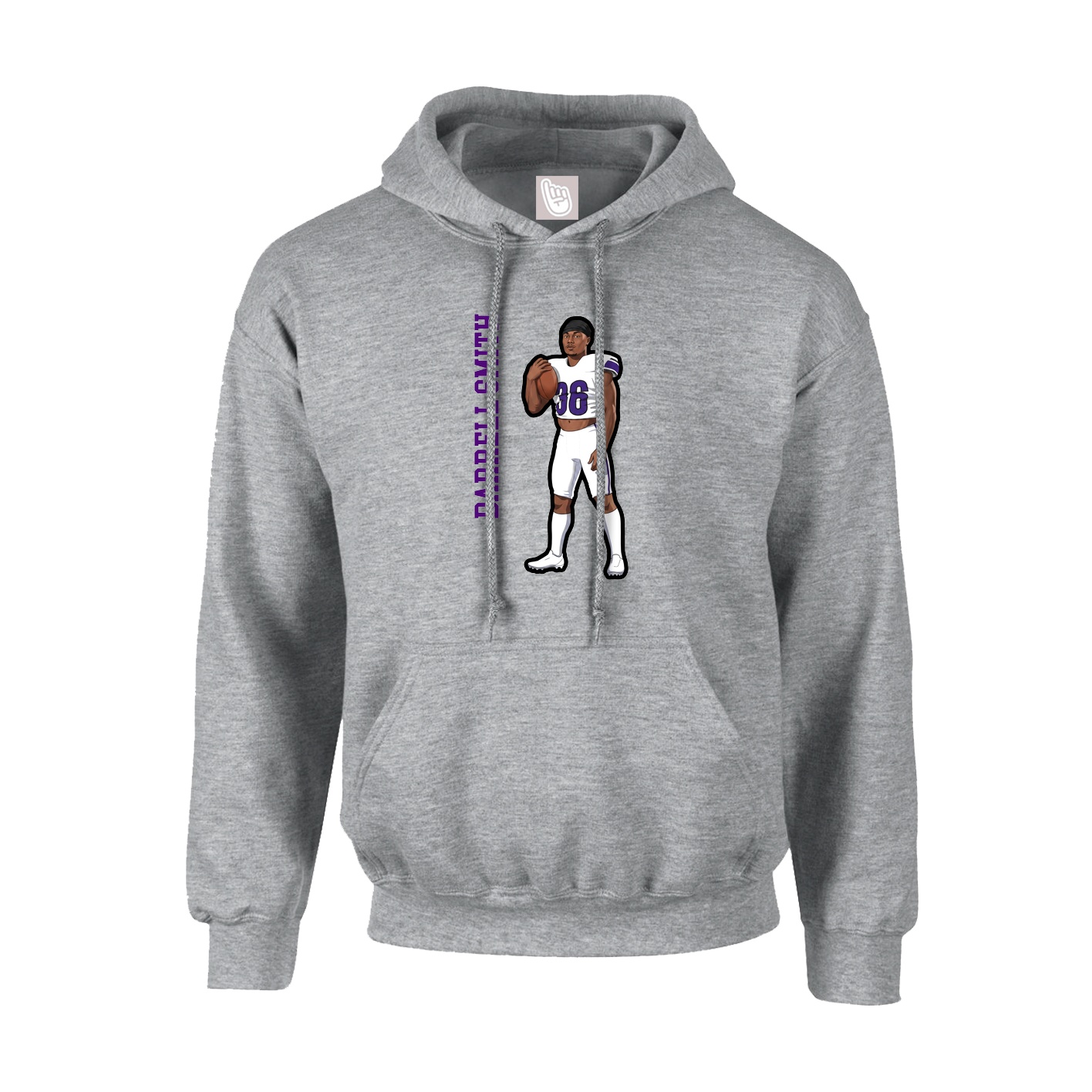 Hoodie — Name Vertical in Grey