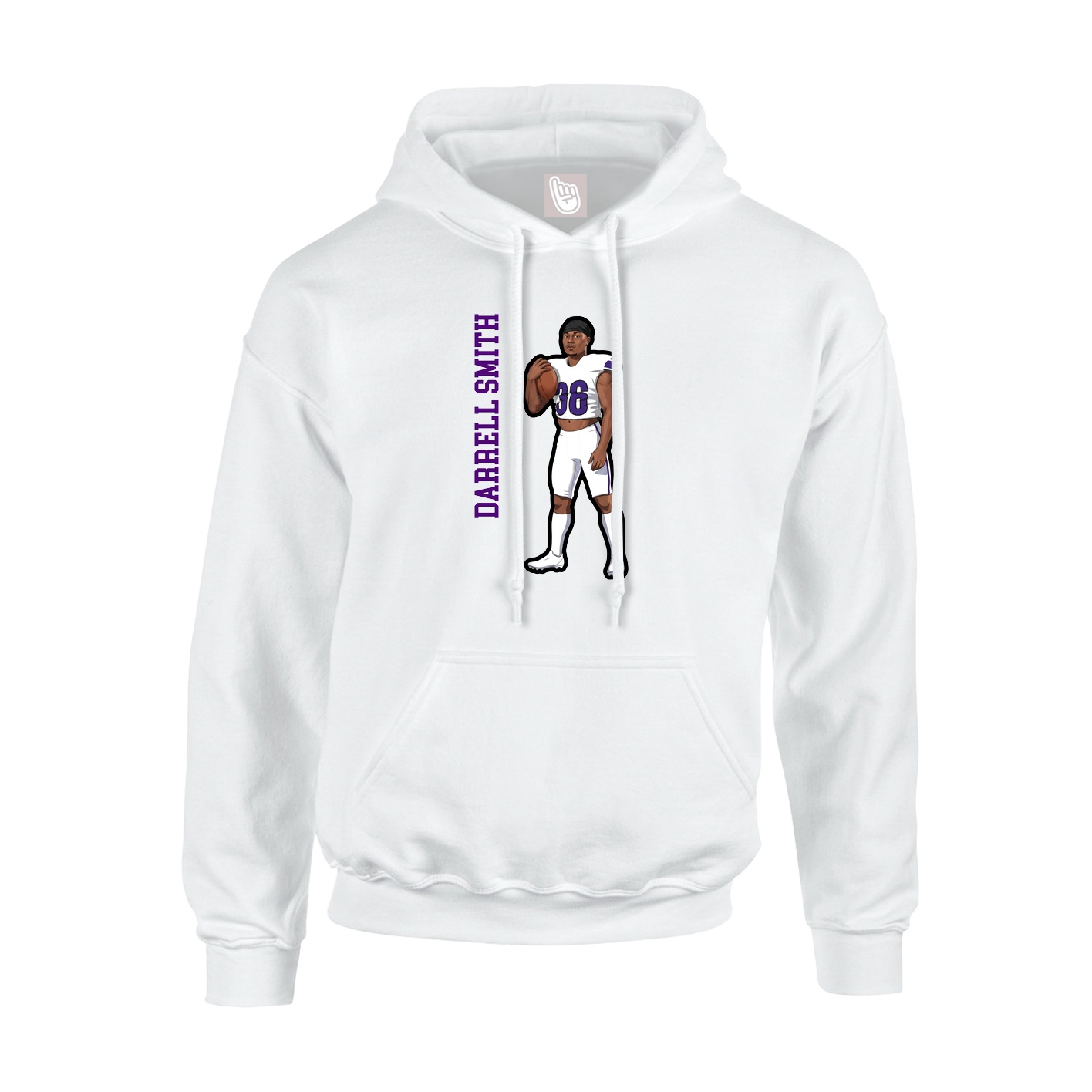 Youth Hoodie — Name Vertical in White