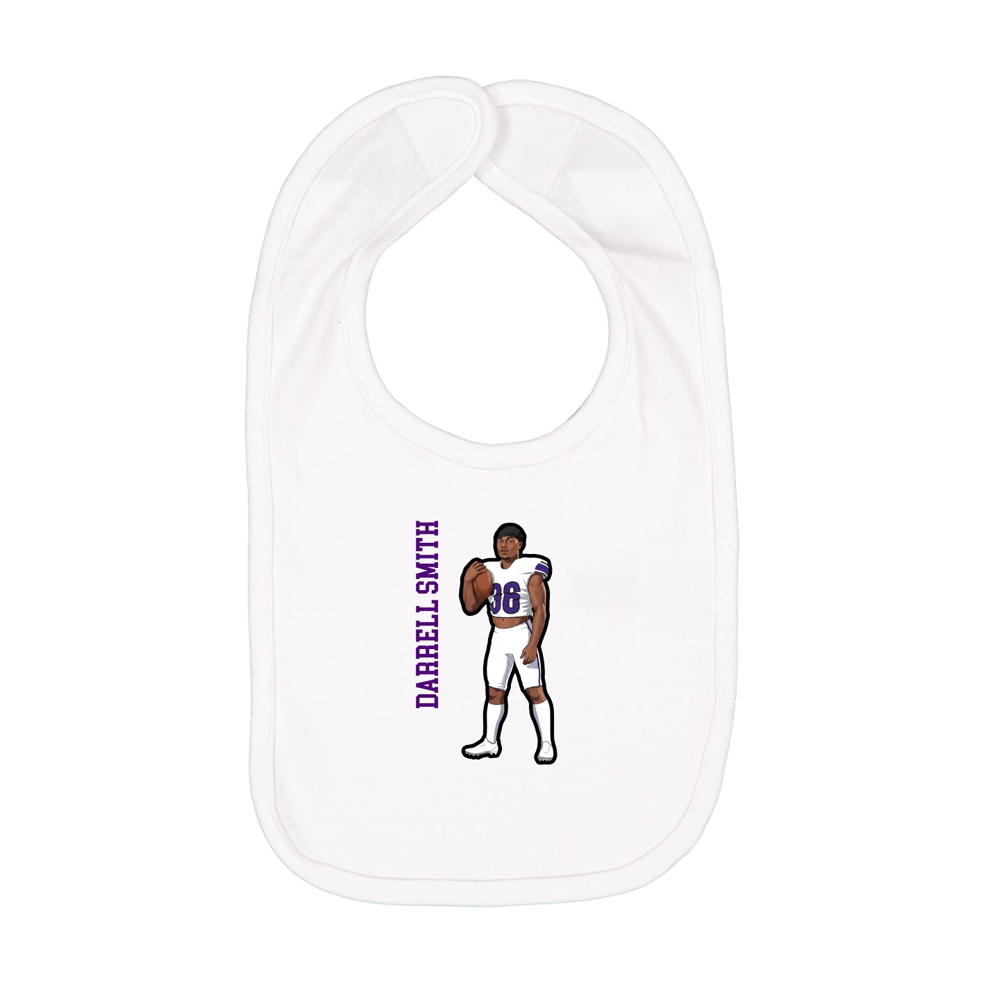 Infant Bib — Name Vertical in White