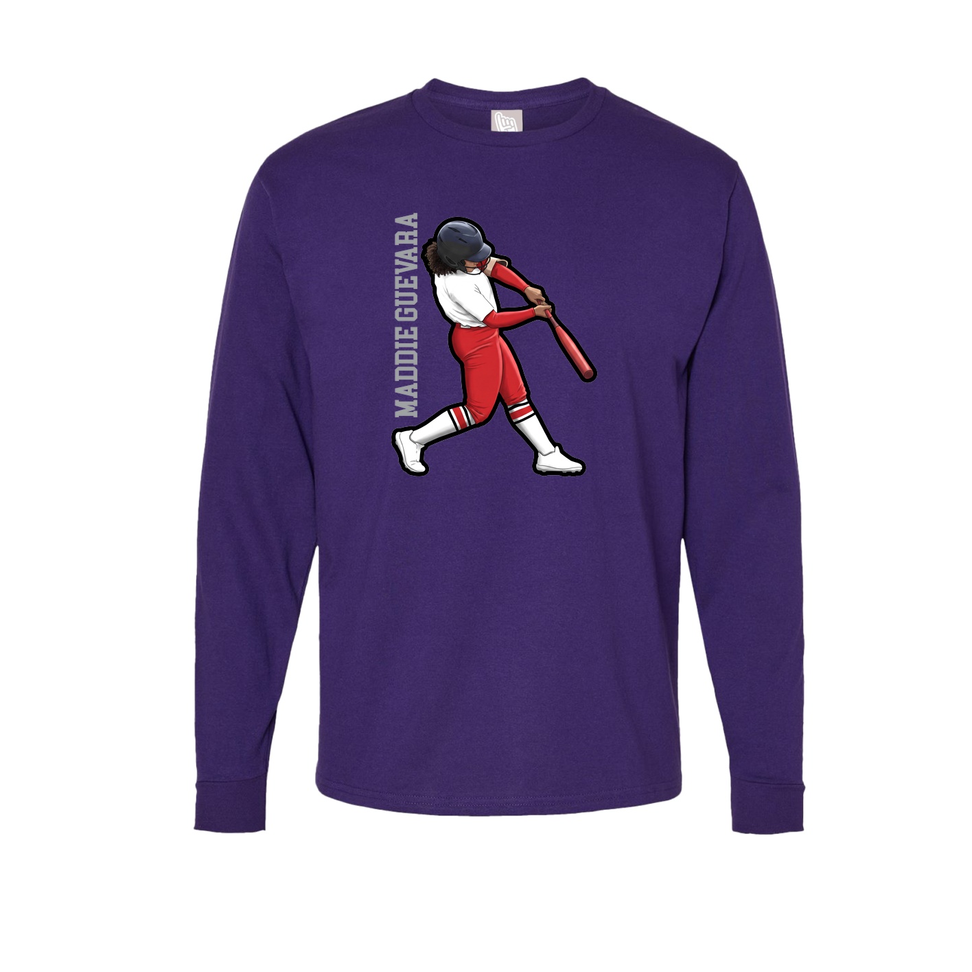 Long Sleeve Tee — Name Vertical in Purple
