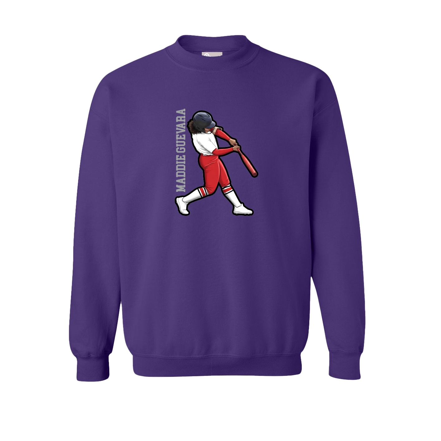 Fleece Crew — Name Vertical in Purple