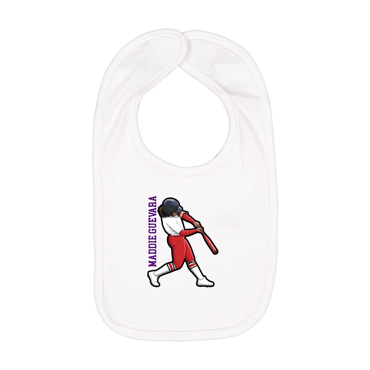 Infant Bib — Name Vertical in White