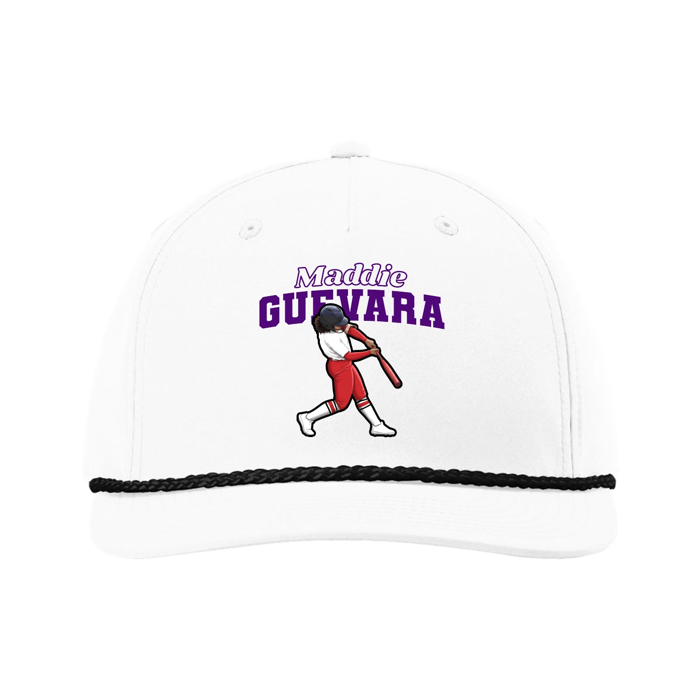 Five-Panel Classic Rope Cap — Name Arch in White