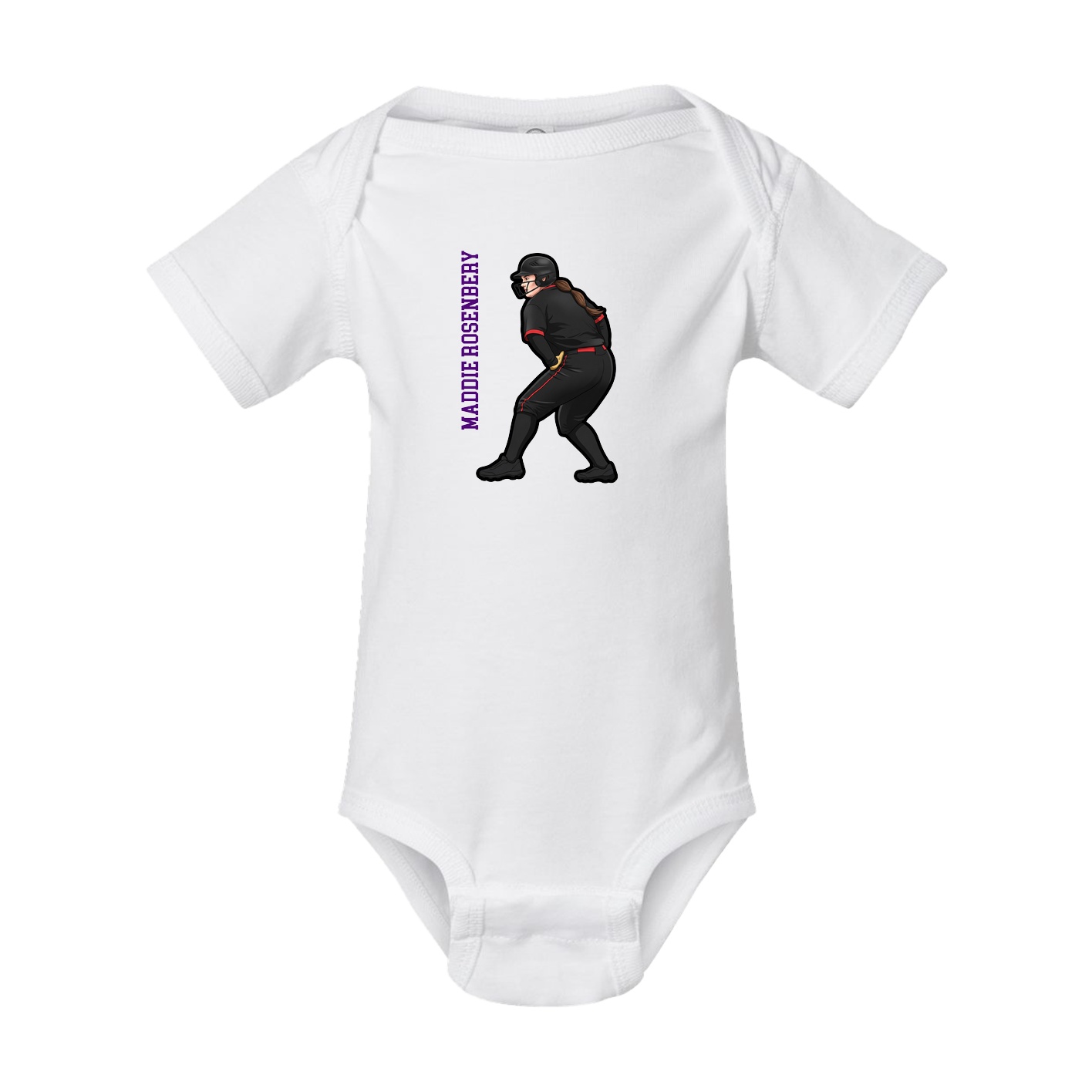 Baby Onesie — Name Vertical in White