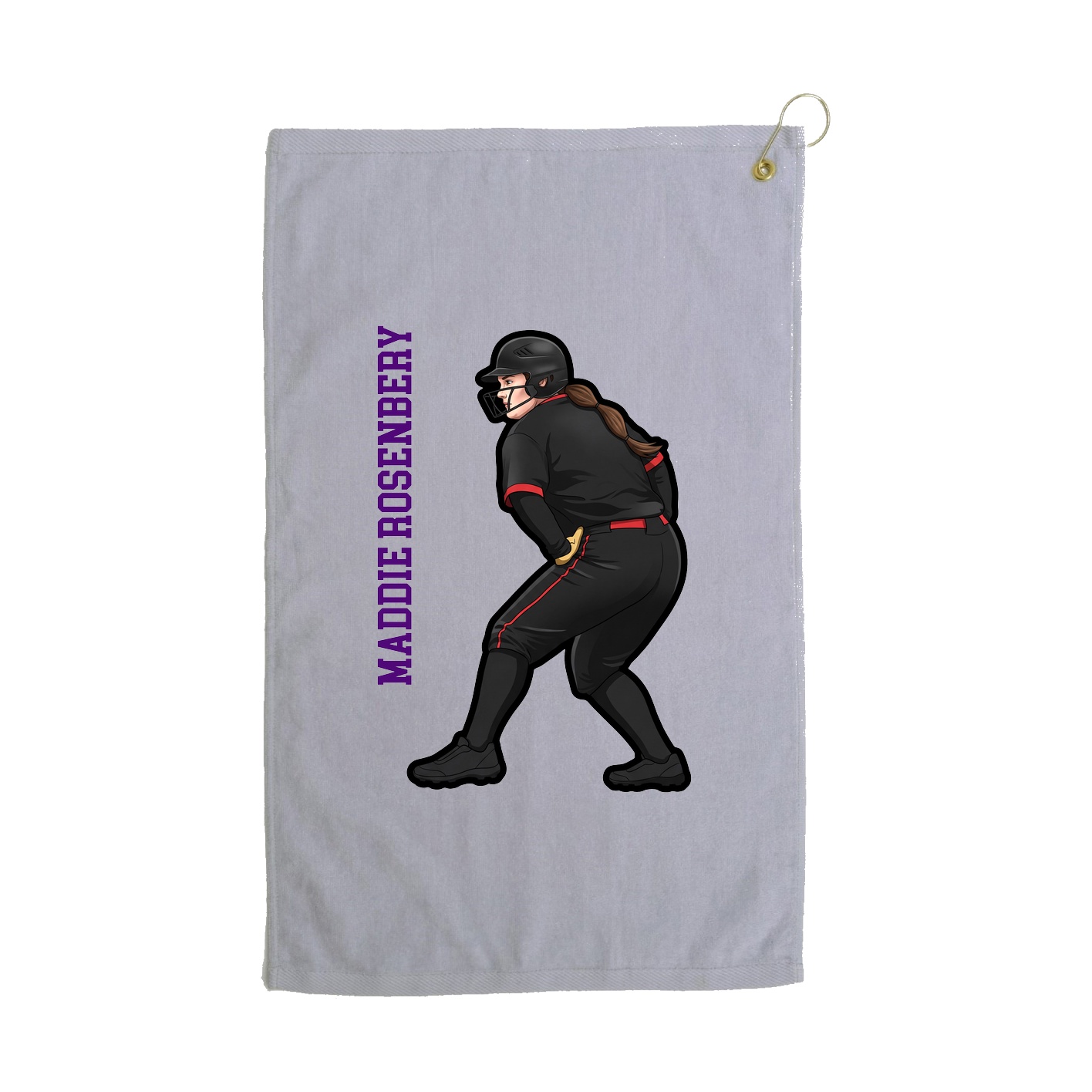 Golf Towel — Name Vertical in Grey