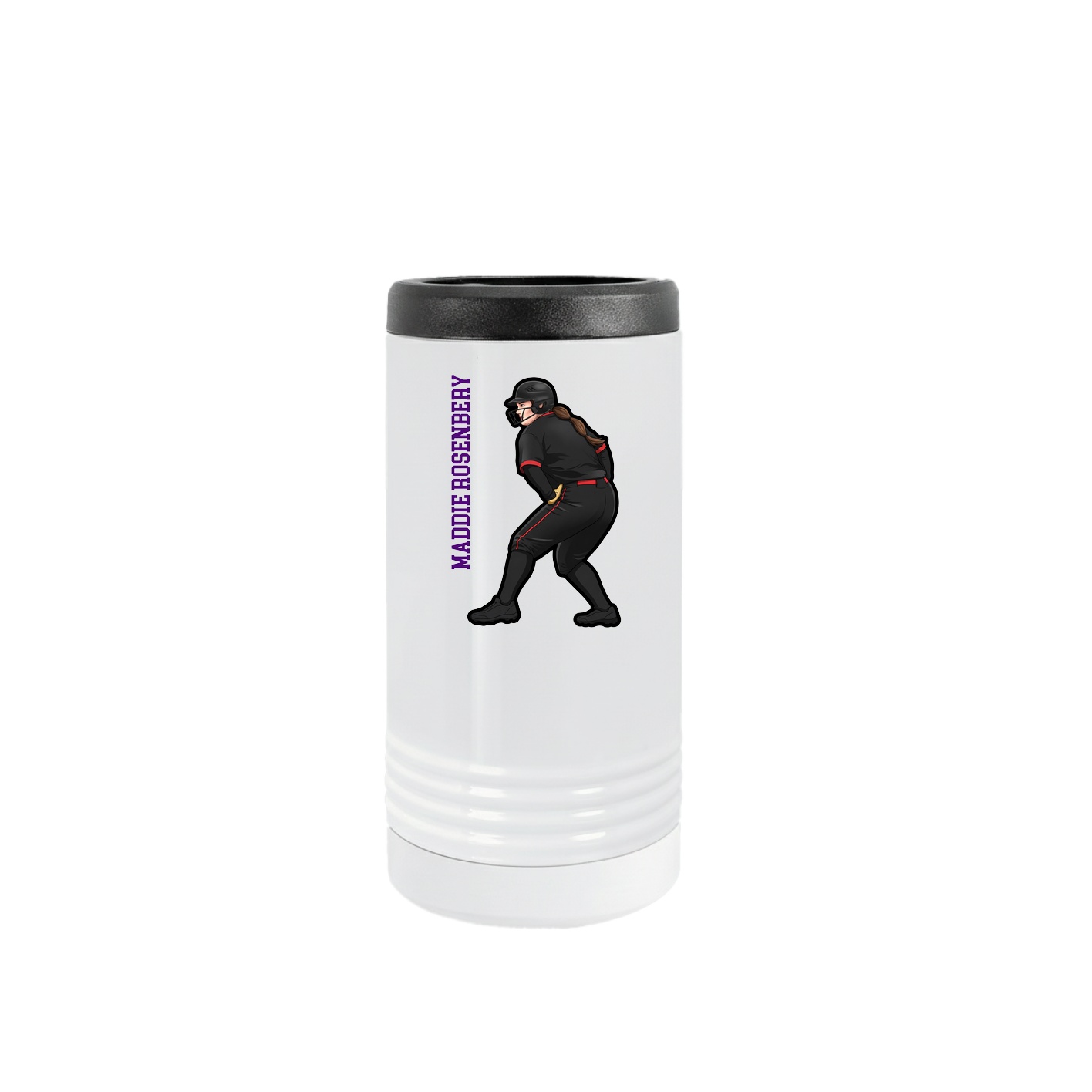 Slim Beverage Holder — Name Vertical in White