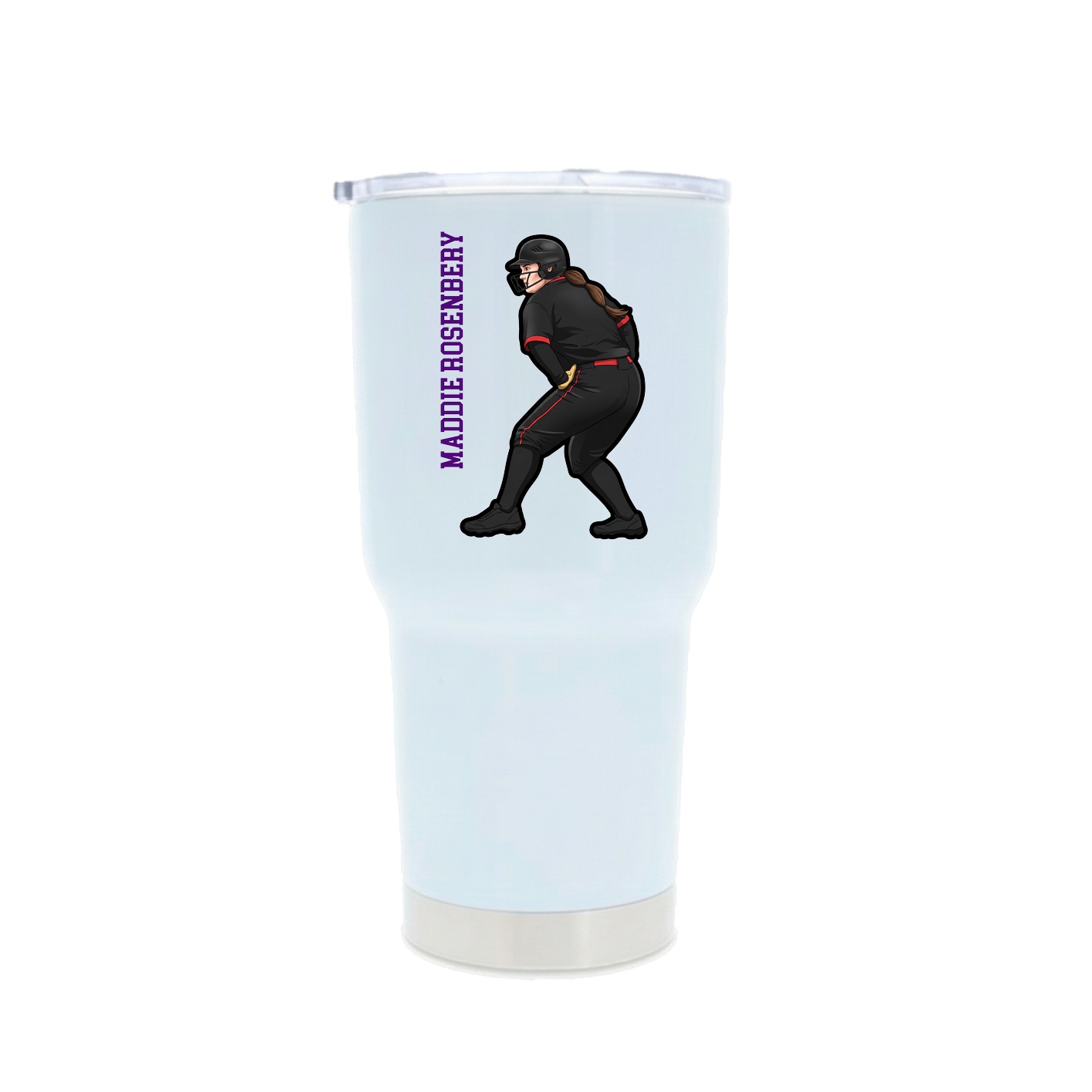 30oz Stainless Steel Tumbler — Name Vertical in White