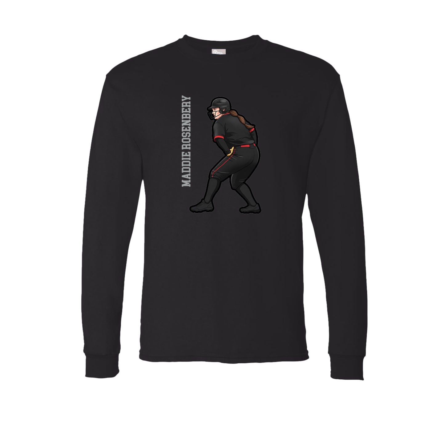 Long Sleeve Tee — Name Vertical in Black