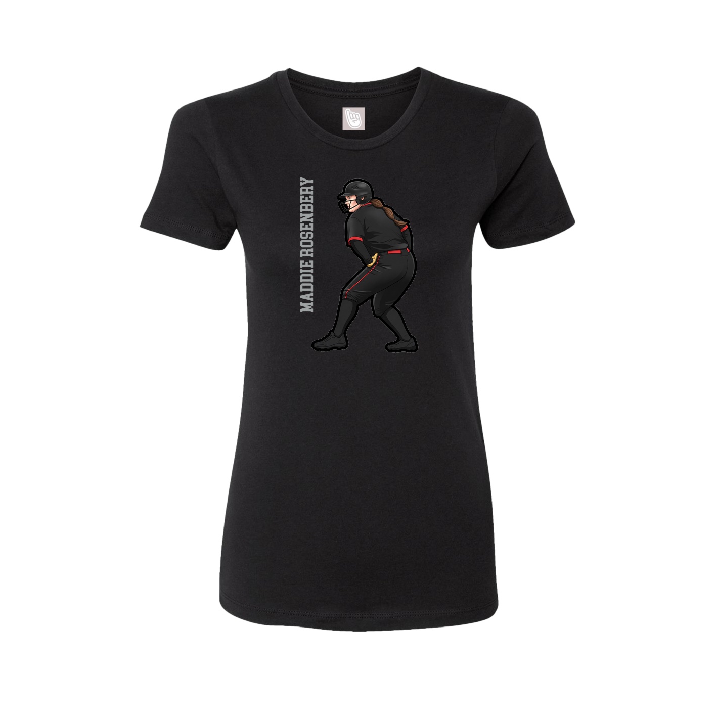 Fitted Women's Tee — Name Vertical in Black