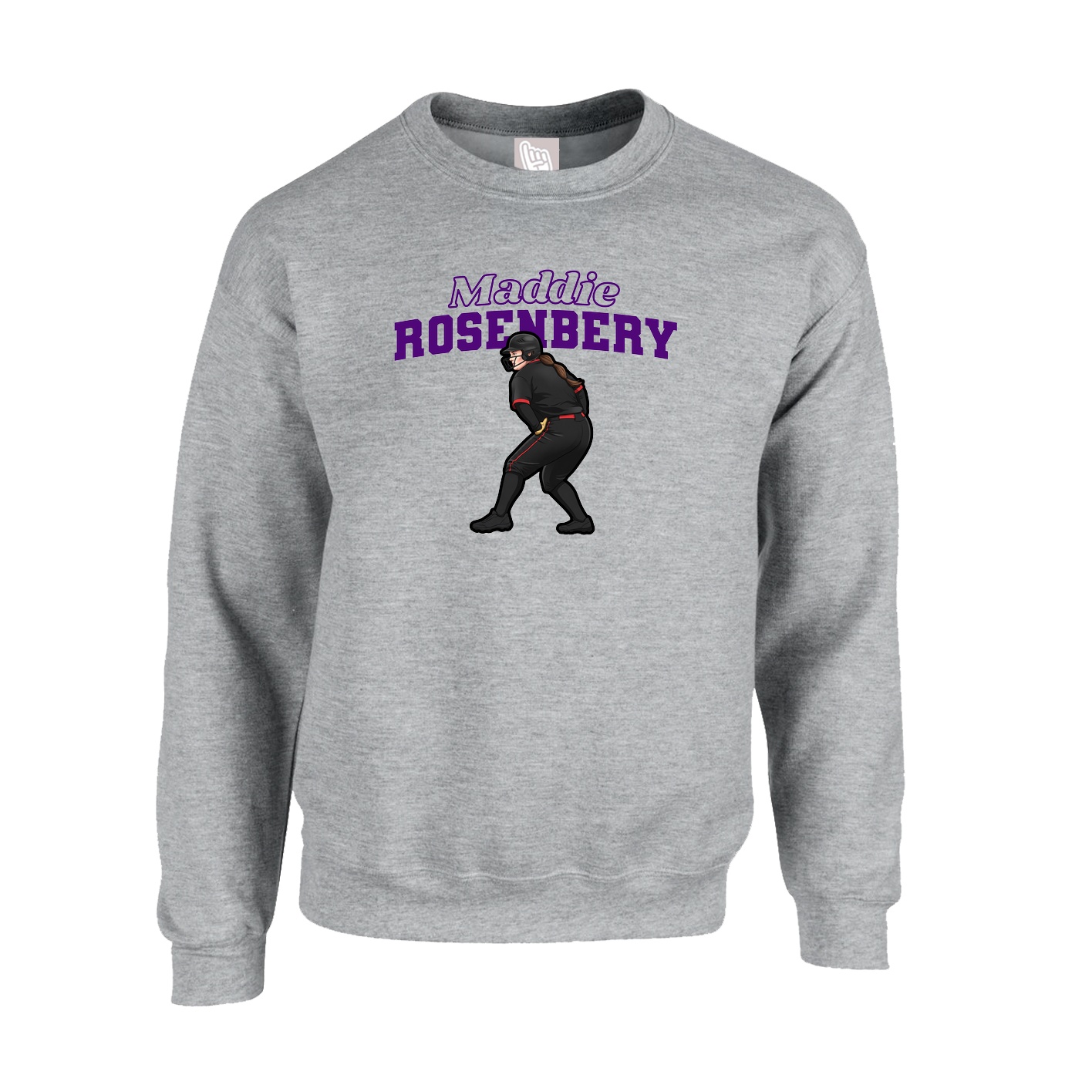 Fleece Crew — Name Arch in Grey