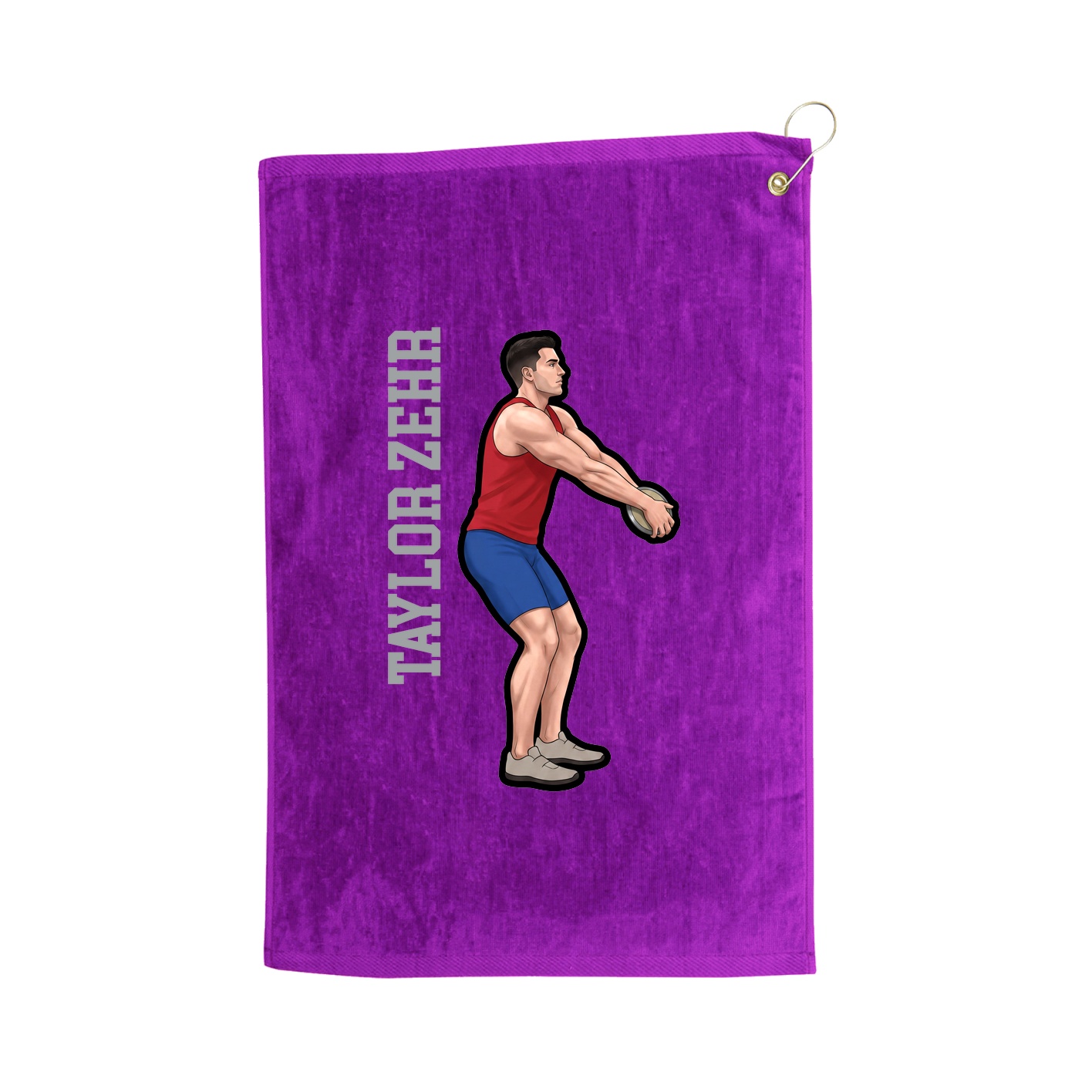 Golf Towel — Name Vertical in Purple