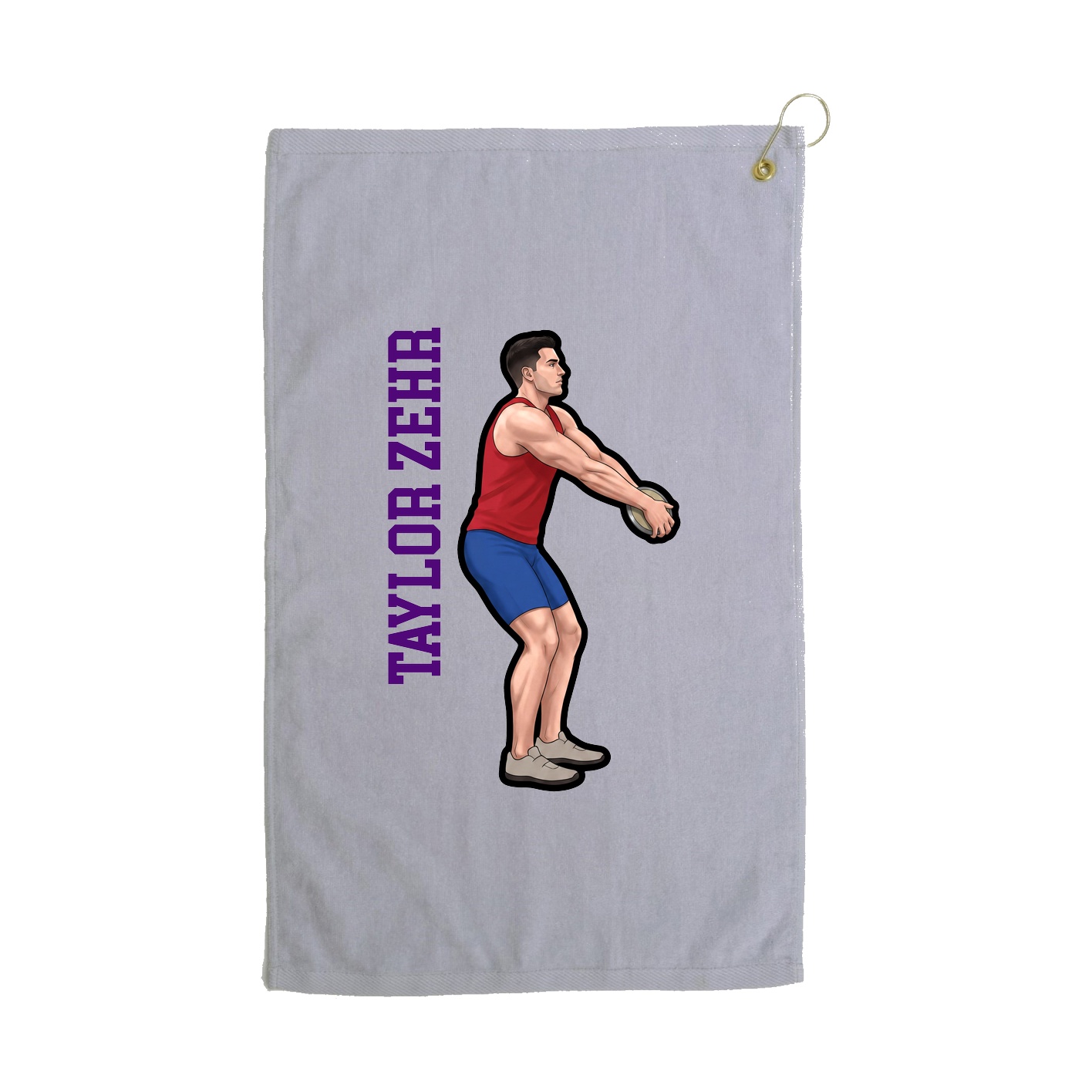 Golf Towel — Name Vertical in Grey