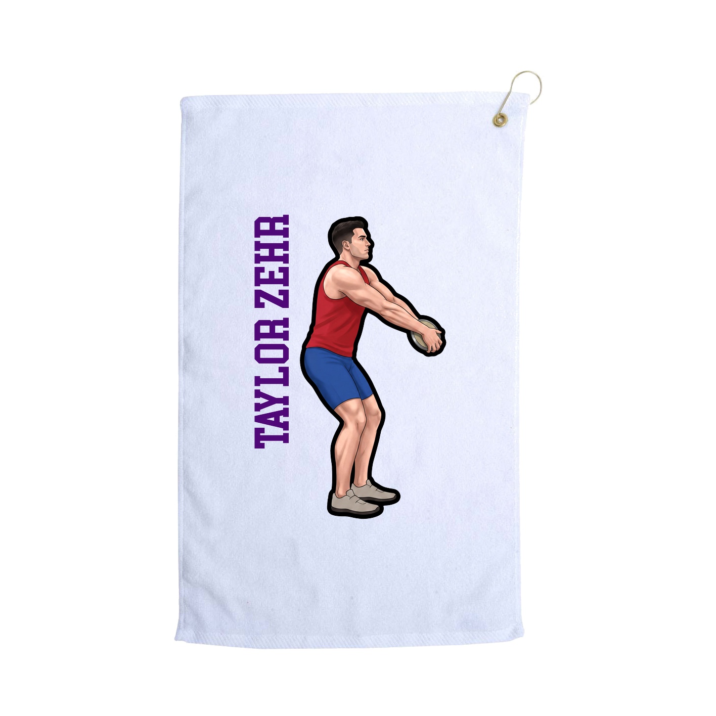 Golf Towel — Name Vertical in White