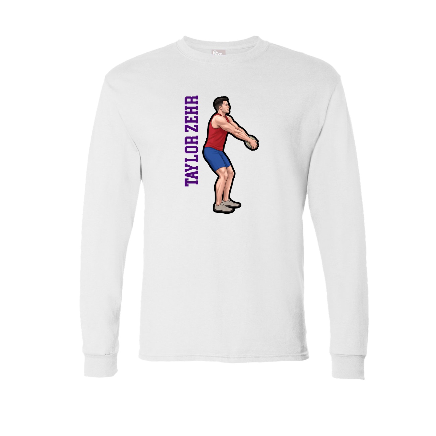 Long Sleeve Tee — Name Vertical in White
