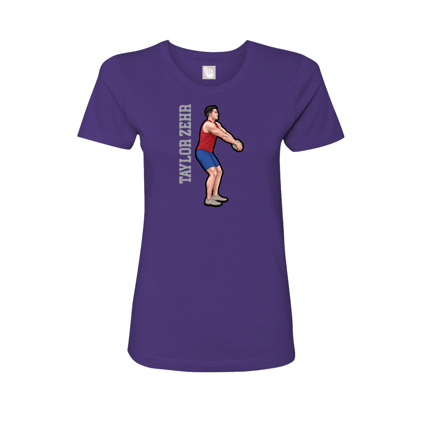 Womens Tee — Name Vertical in Purple