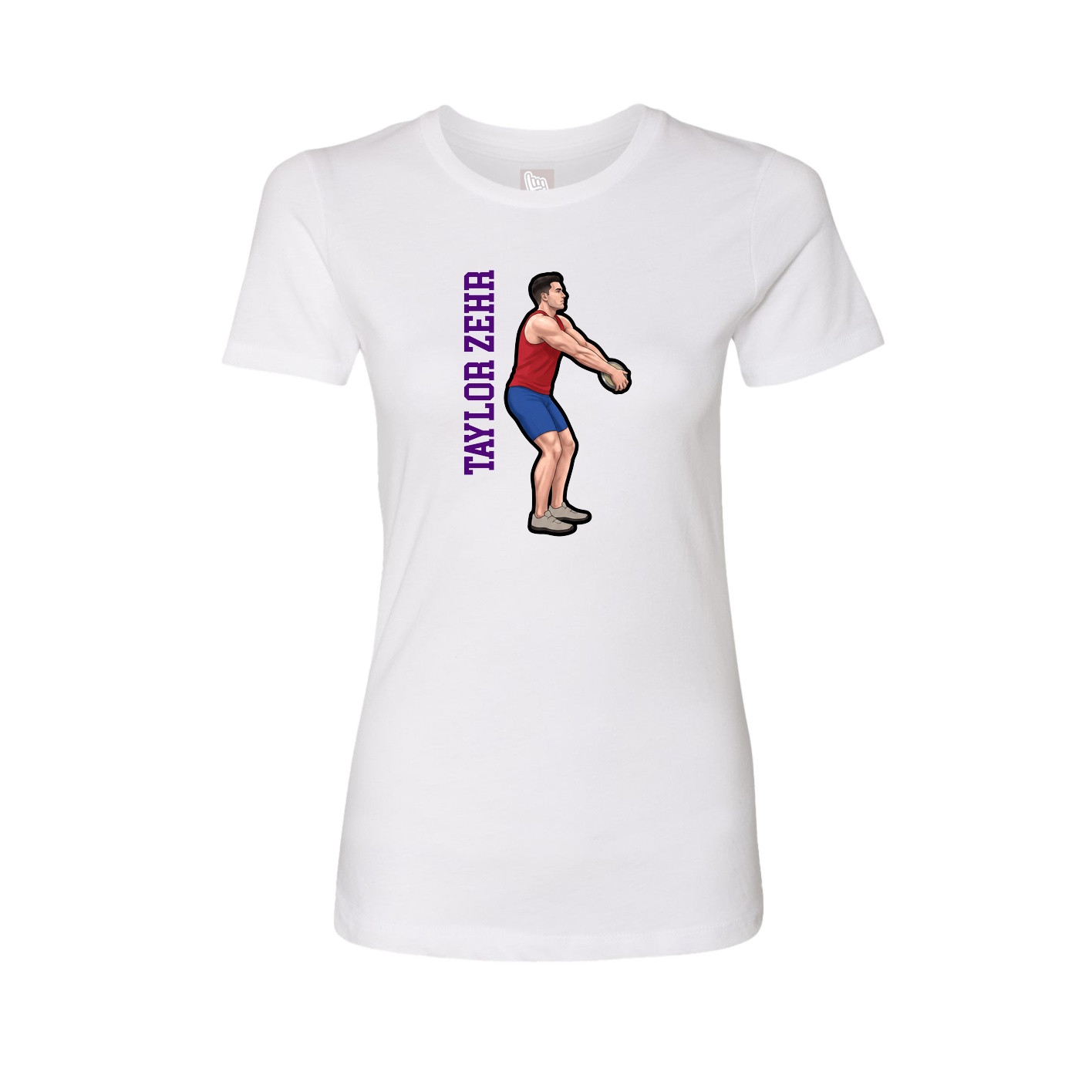 Womens Tee — Name Vertical in White