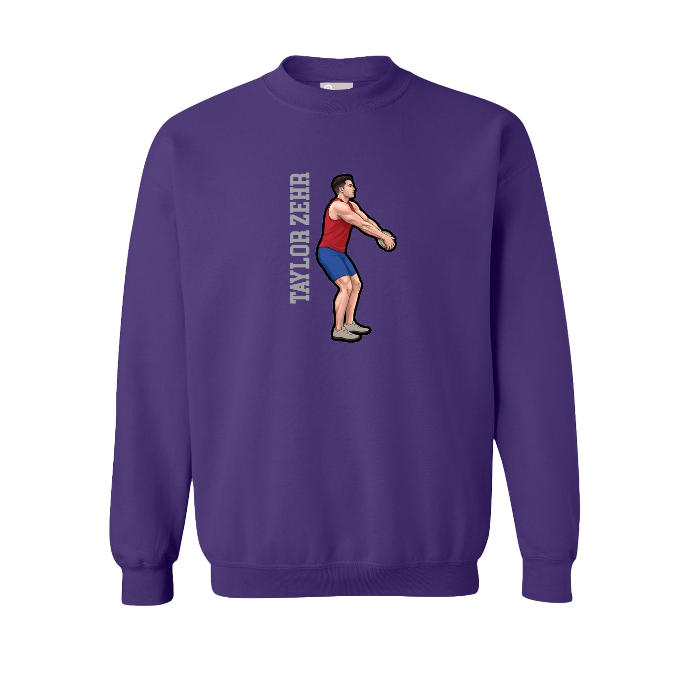 Fleece Crew — Name Vertical in Purple