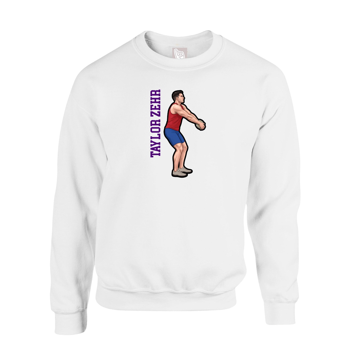 Fleece Crew — Name Vertical in White