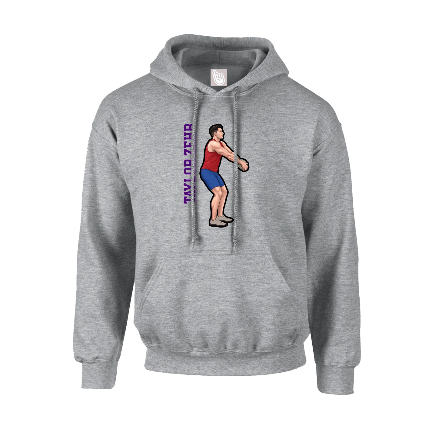 Youth Hoodie — Name Vertical in Grey