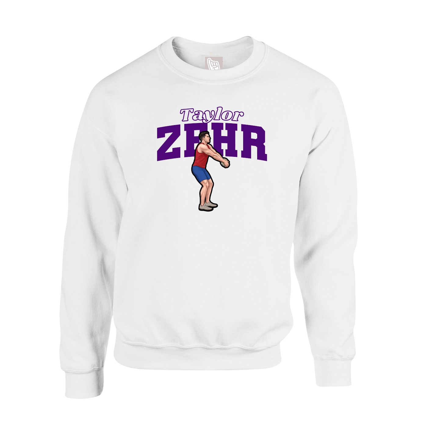 Fleece Crew — Name Arch in White