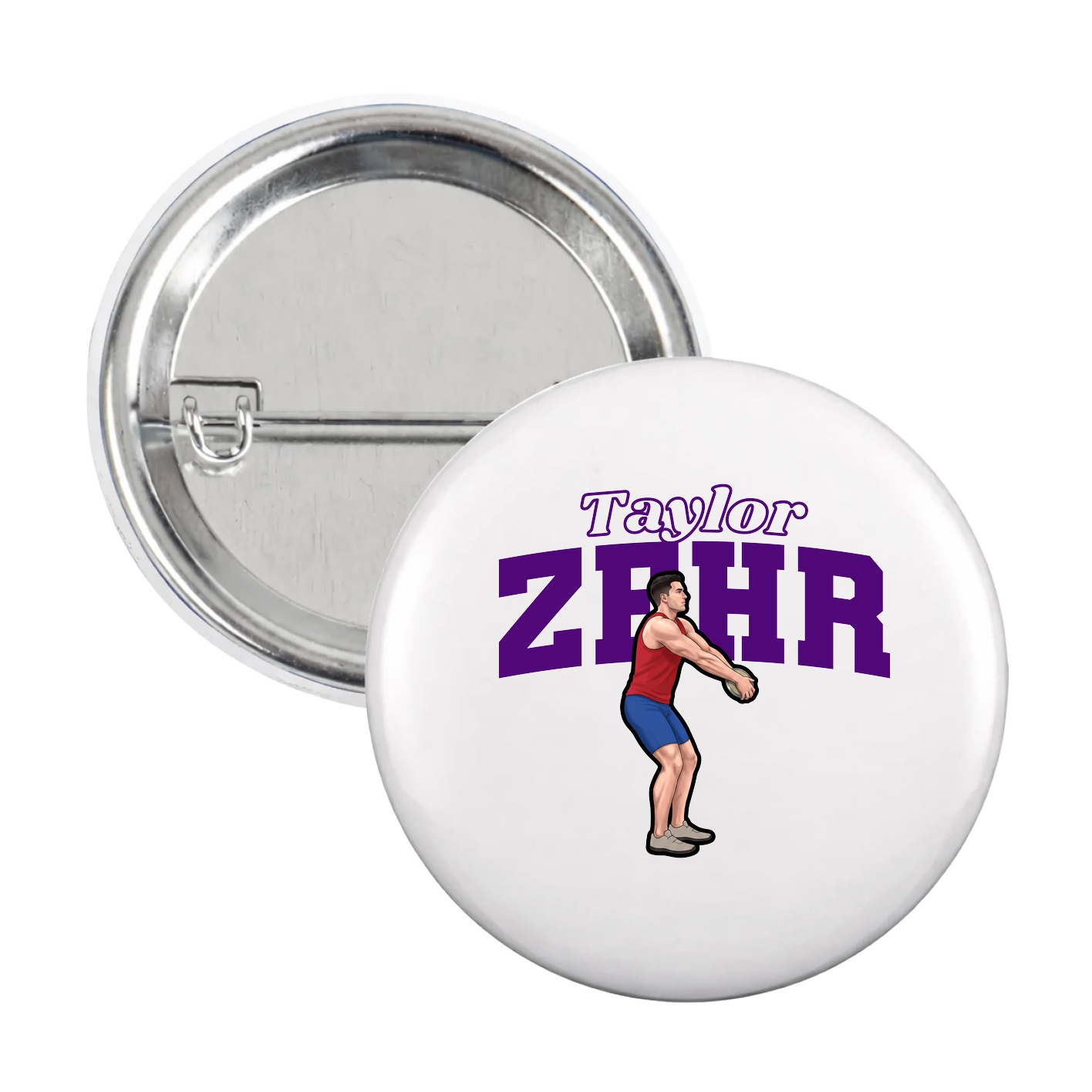 Game Day Button — Name Arch in White