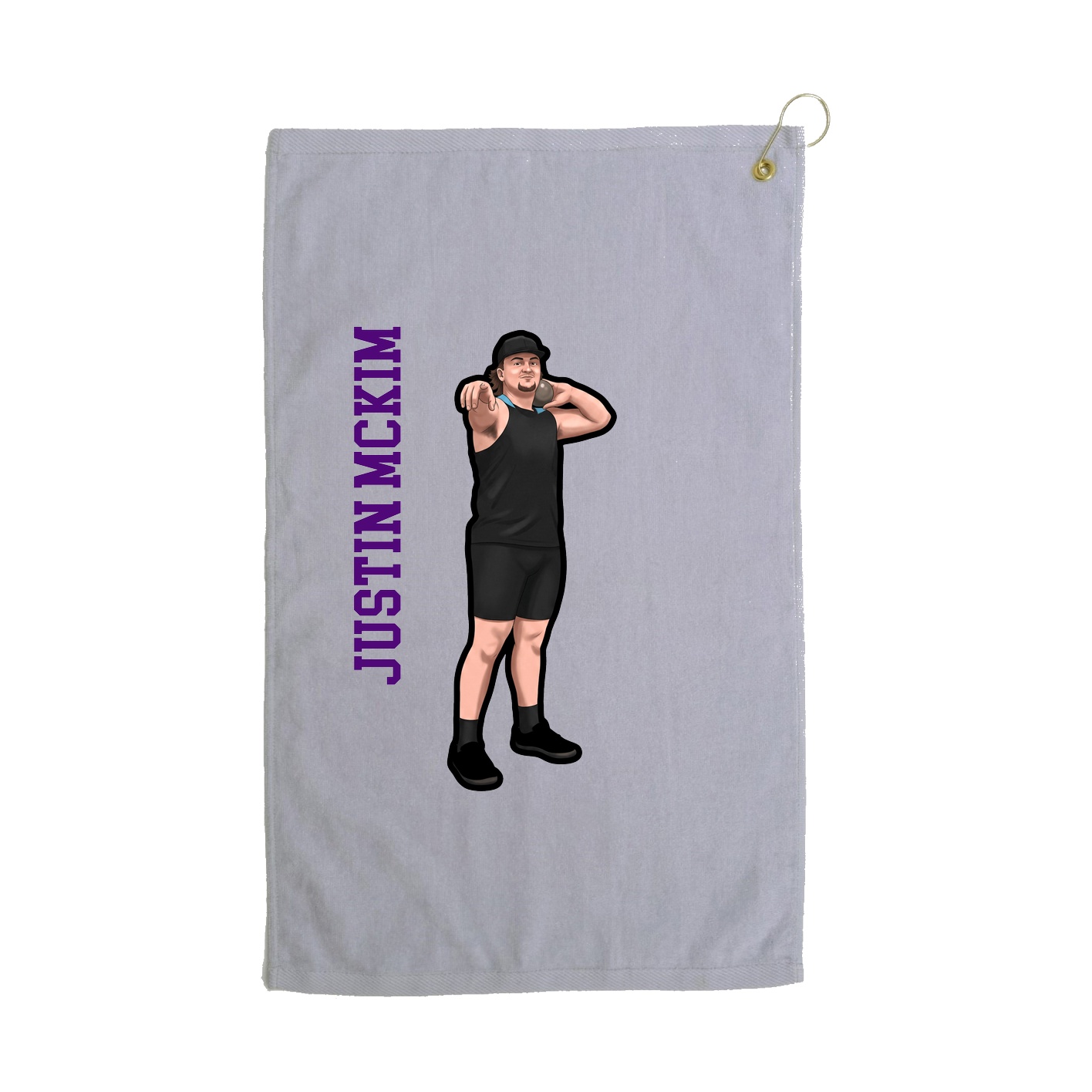 Golf Towel — Name Vertical in Grey