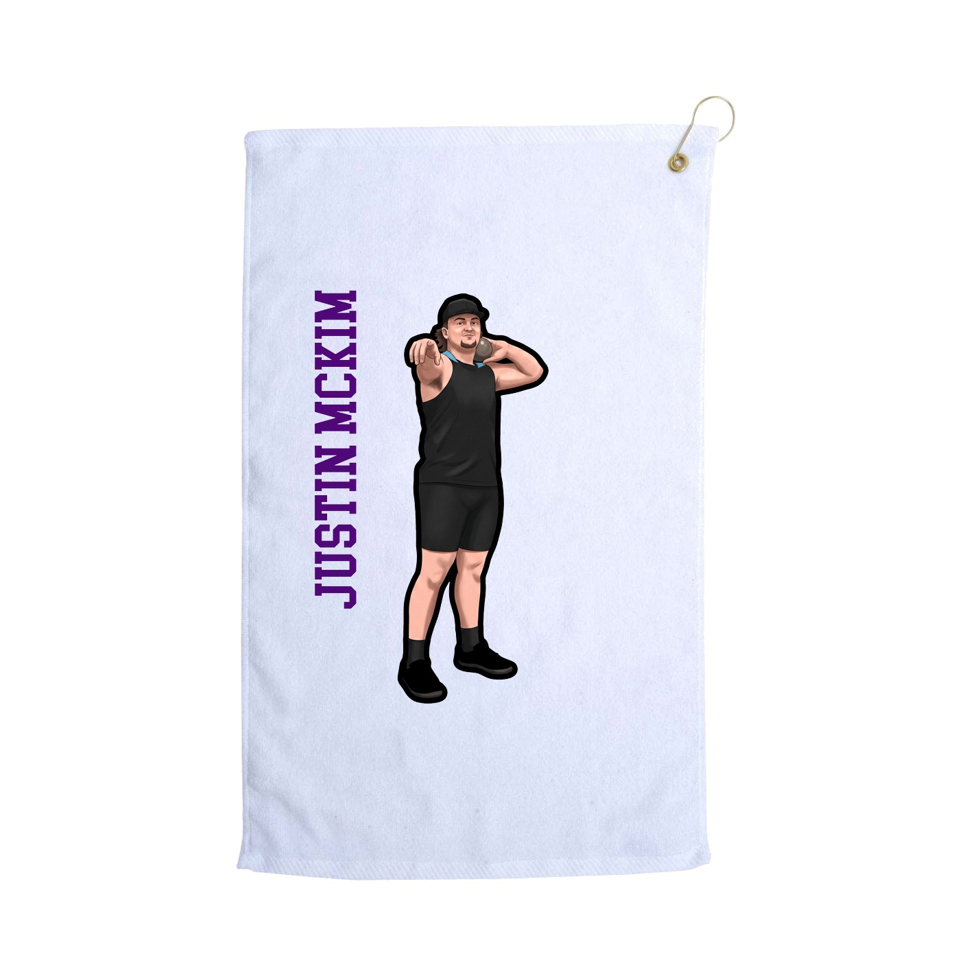 Golf Towel — Name Vertical in White