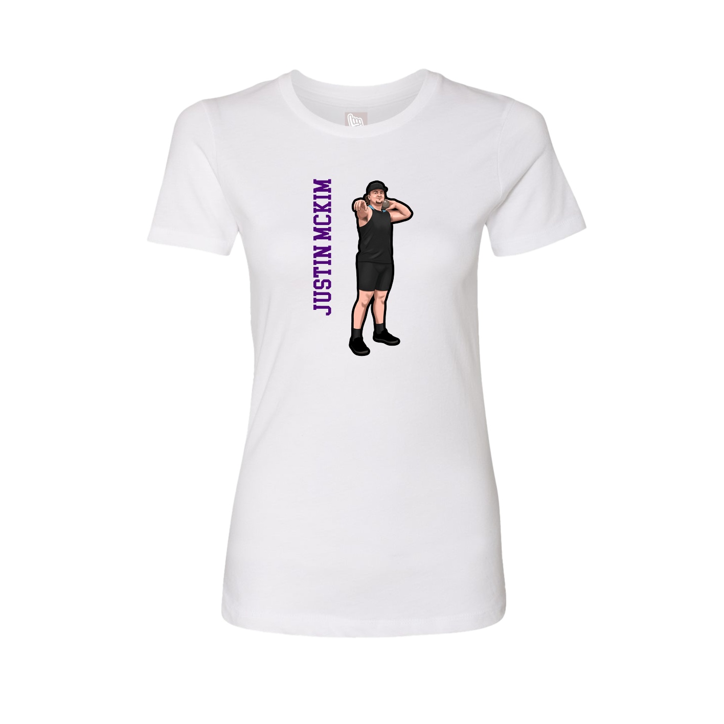 Fitted Women's Tee — Name Vertical in White