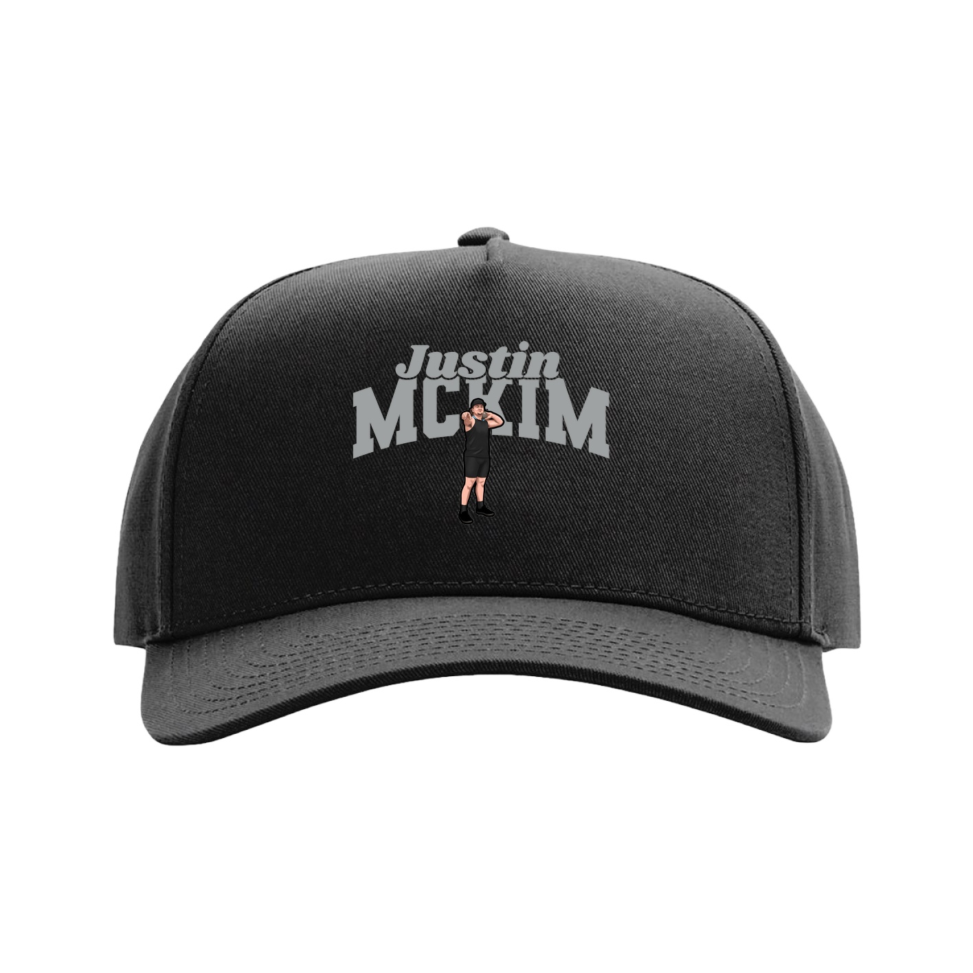 Full Fabric Five-Panel Champ Cap — Signature Arch in Black