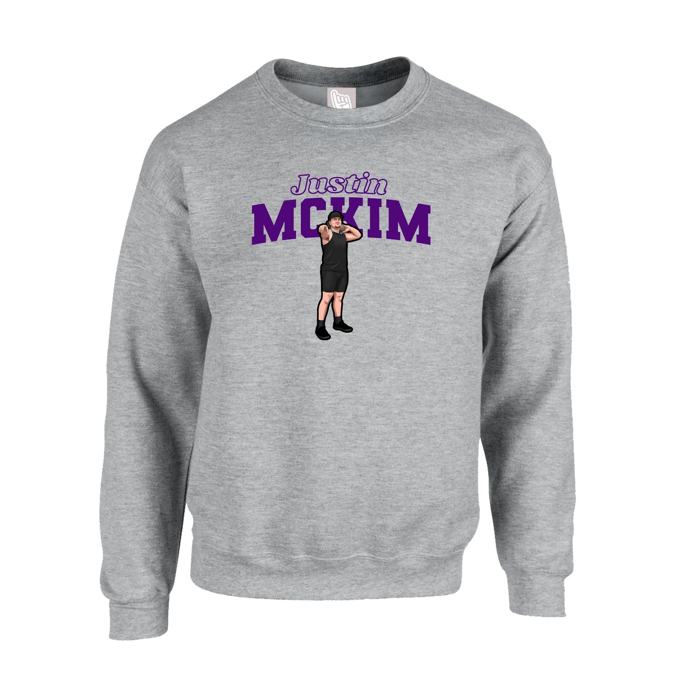 Fleece Crew — Name Arch in Grey