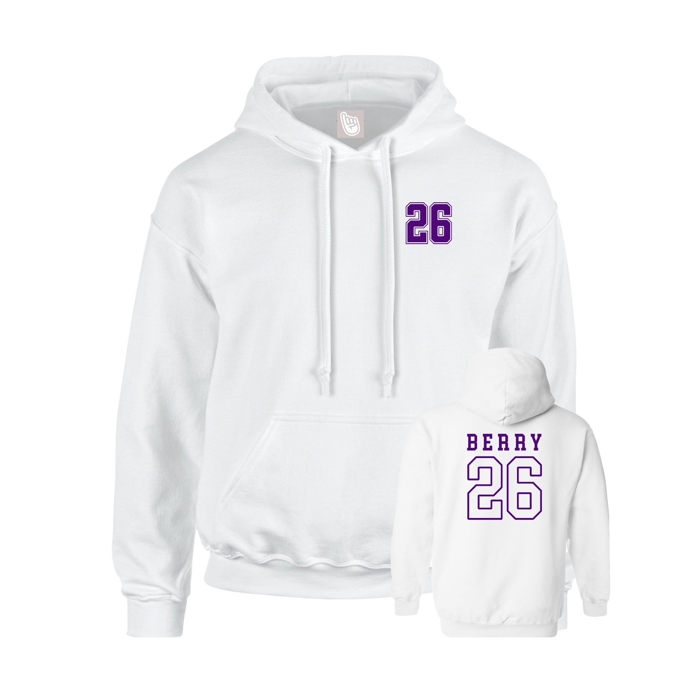 Youth Hoodie — Chest Back in White