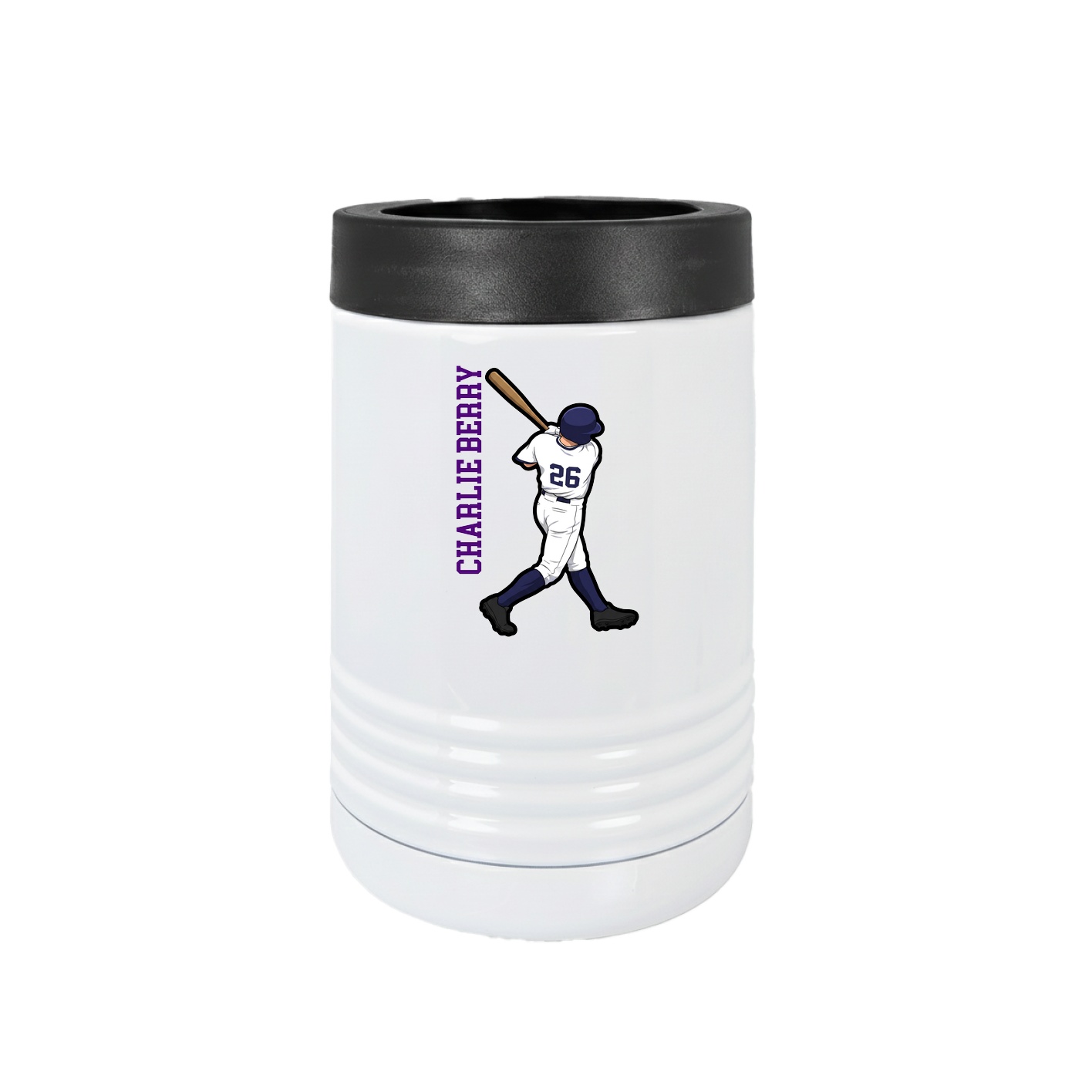 Beverage Holder — Name Vertical in White