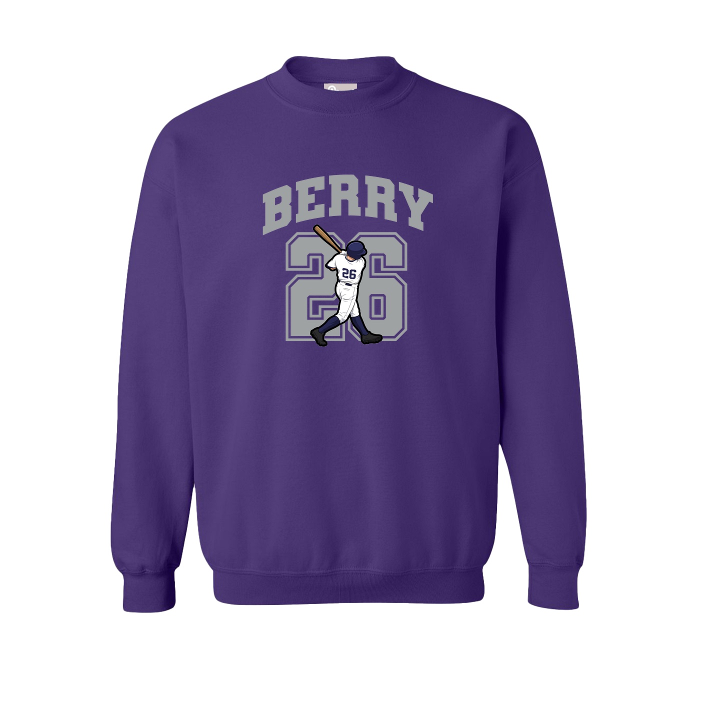 Fleece Crew — Number in Purple
