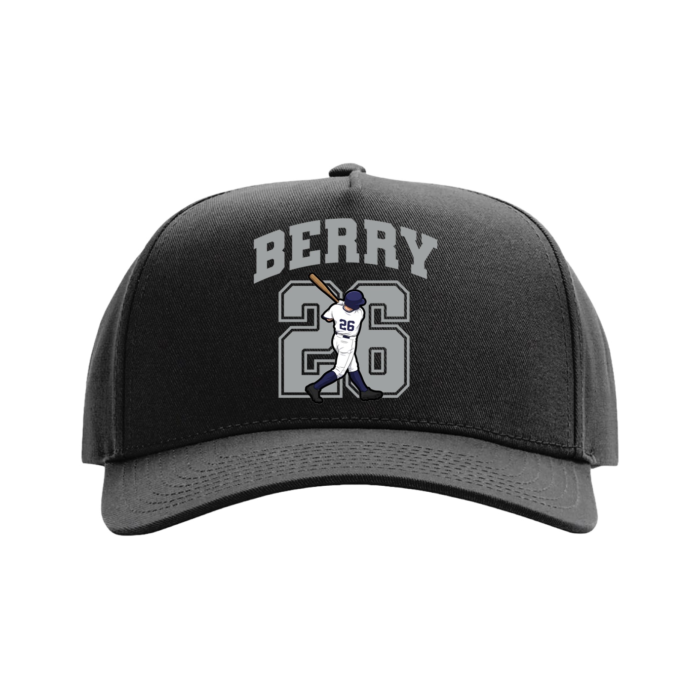 Full Fabric Five-Panel Champ Cap — Number in Black
