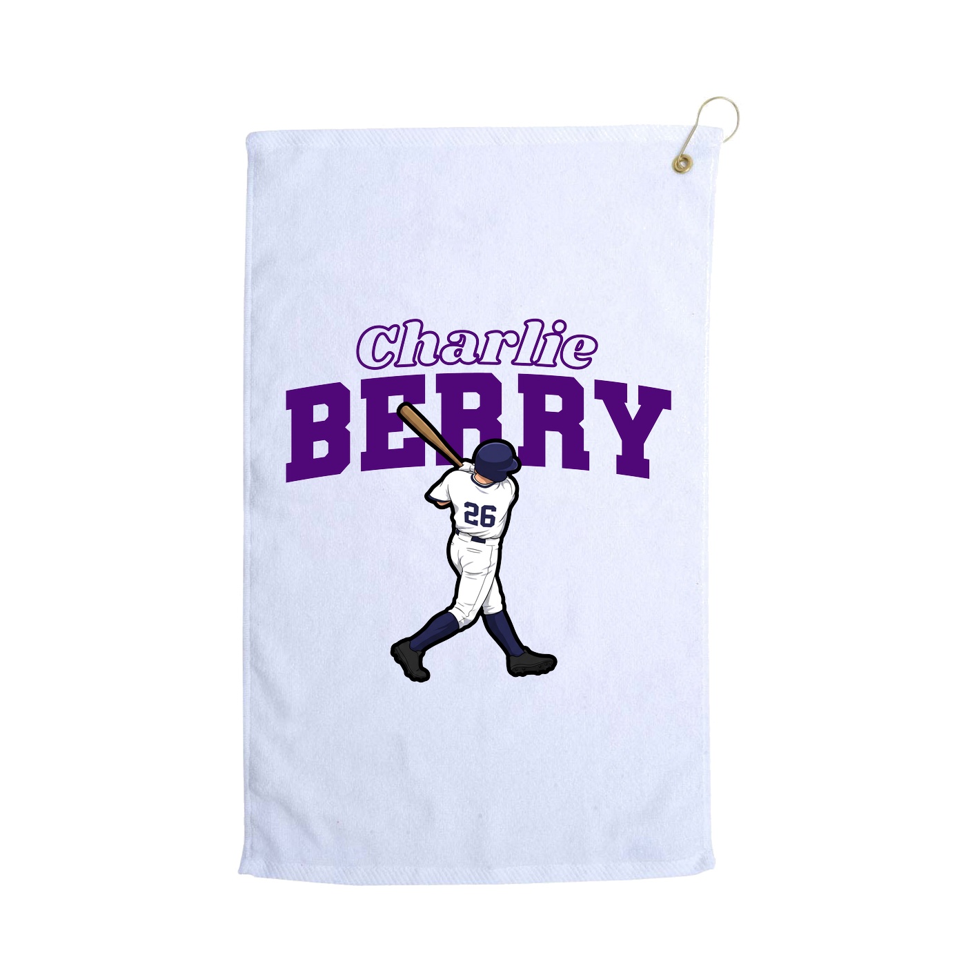 Golf Towel — Name Arch in White